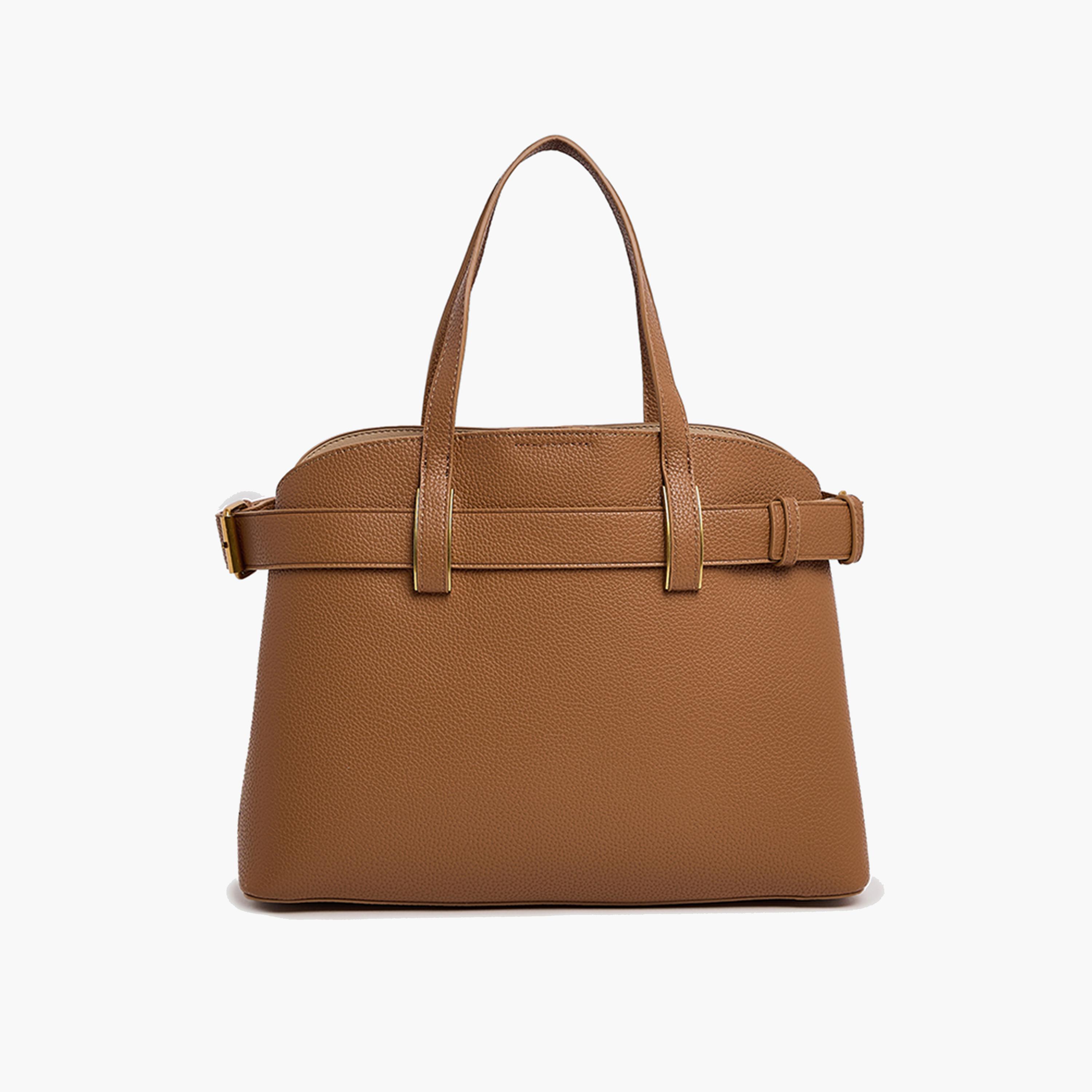 BCBG Textured Double-Handle Satchel Bag with Magnetic Closure and Detachable Strap-women-bagsandwallets-handbags-image-3