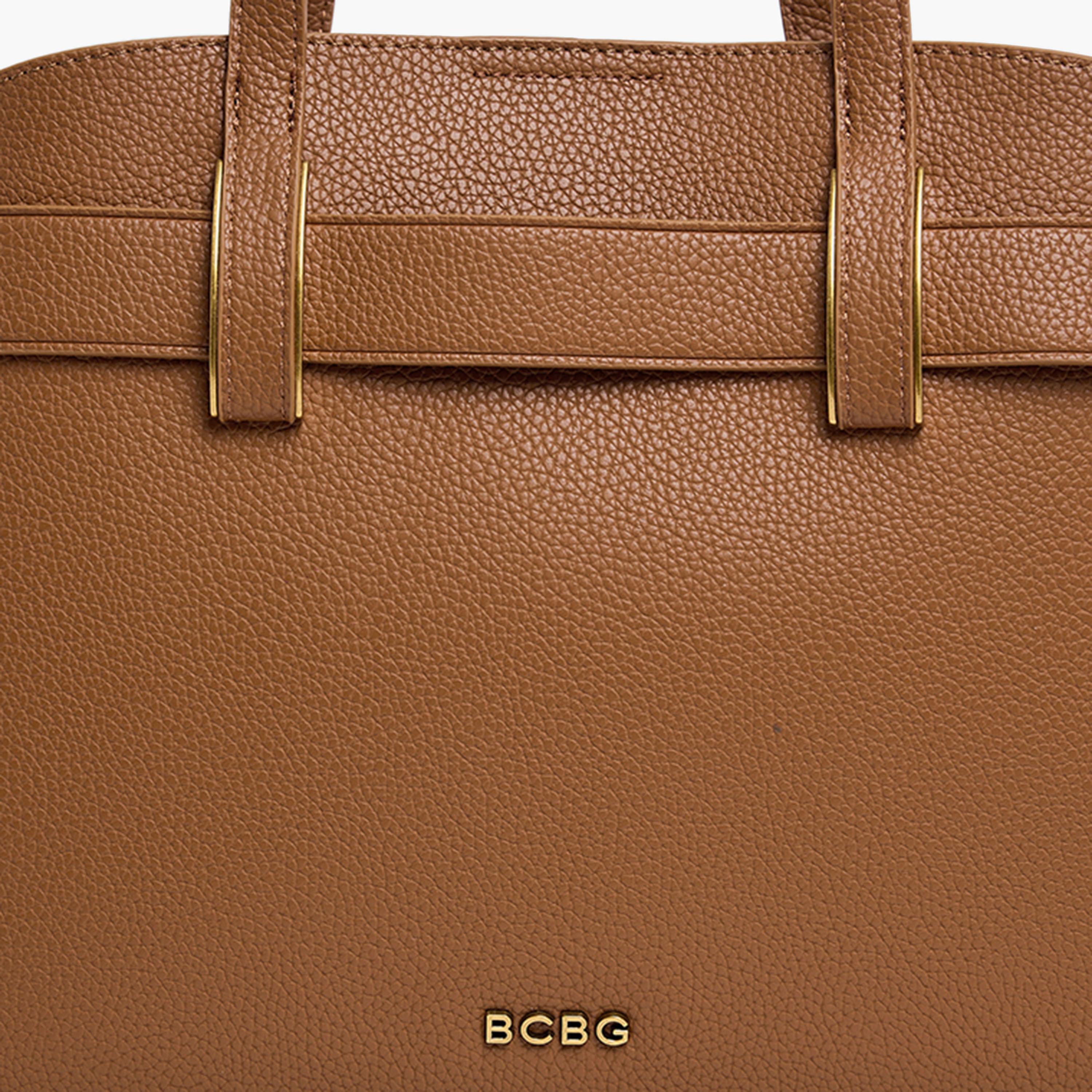 BCBG Textured Double-Handle Satchel Bag with Magnetic Closure and Detachable Strap-women-bagsandwallets-handbags-image-5