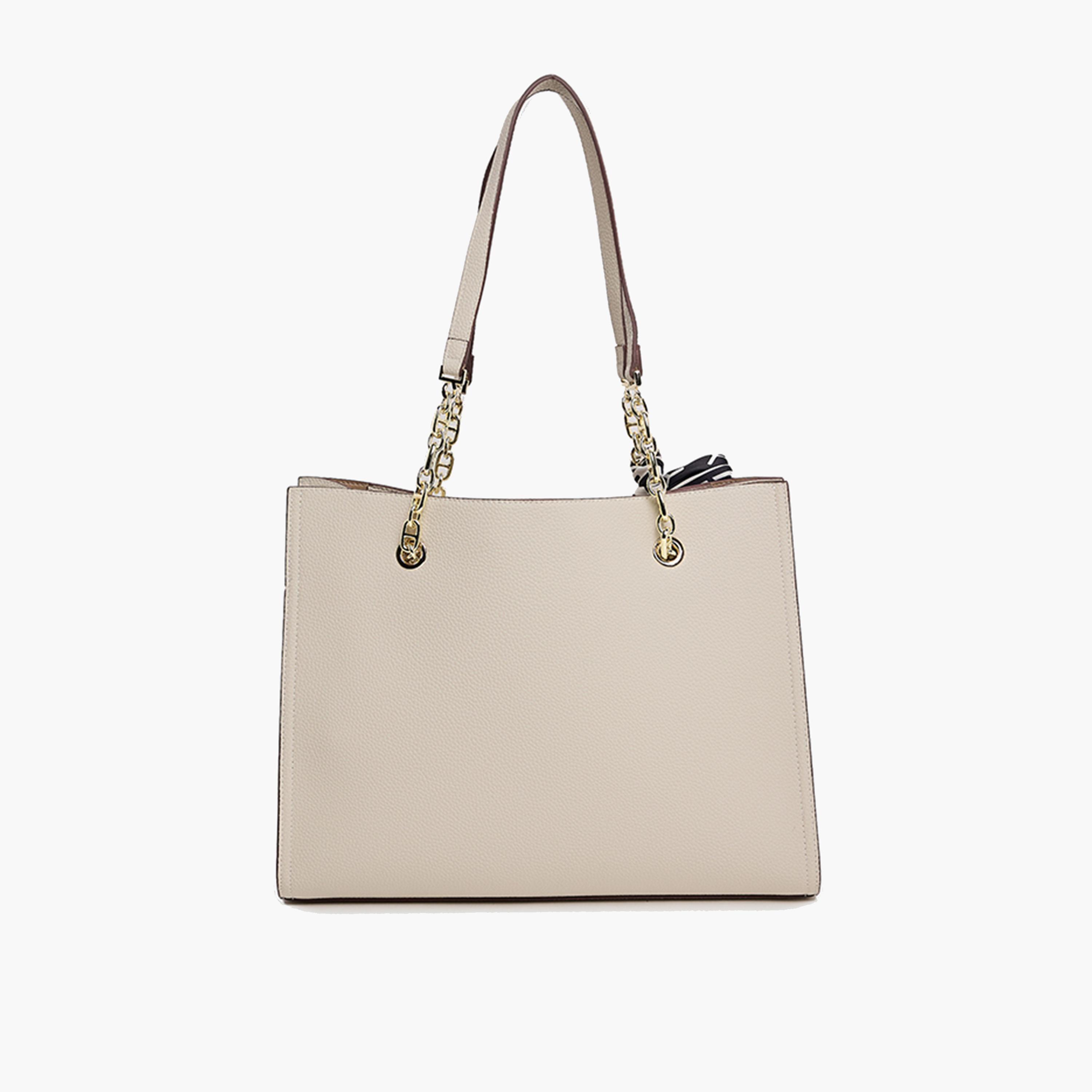 BCBG Textured Double-Handle Shoulder Bag with Magnetic Closure and Chain Strap | 35.5 x 26.5 x 14.5 cm-women-bagsandwallets-handbags-image-8