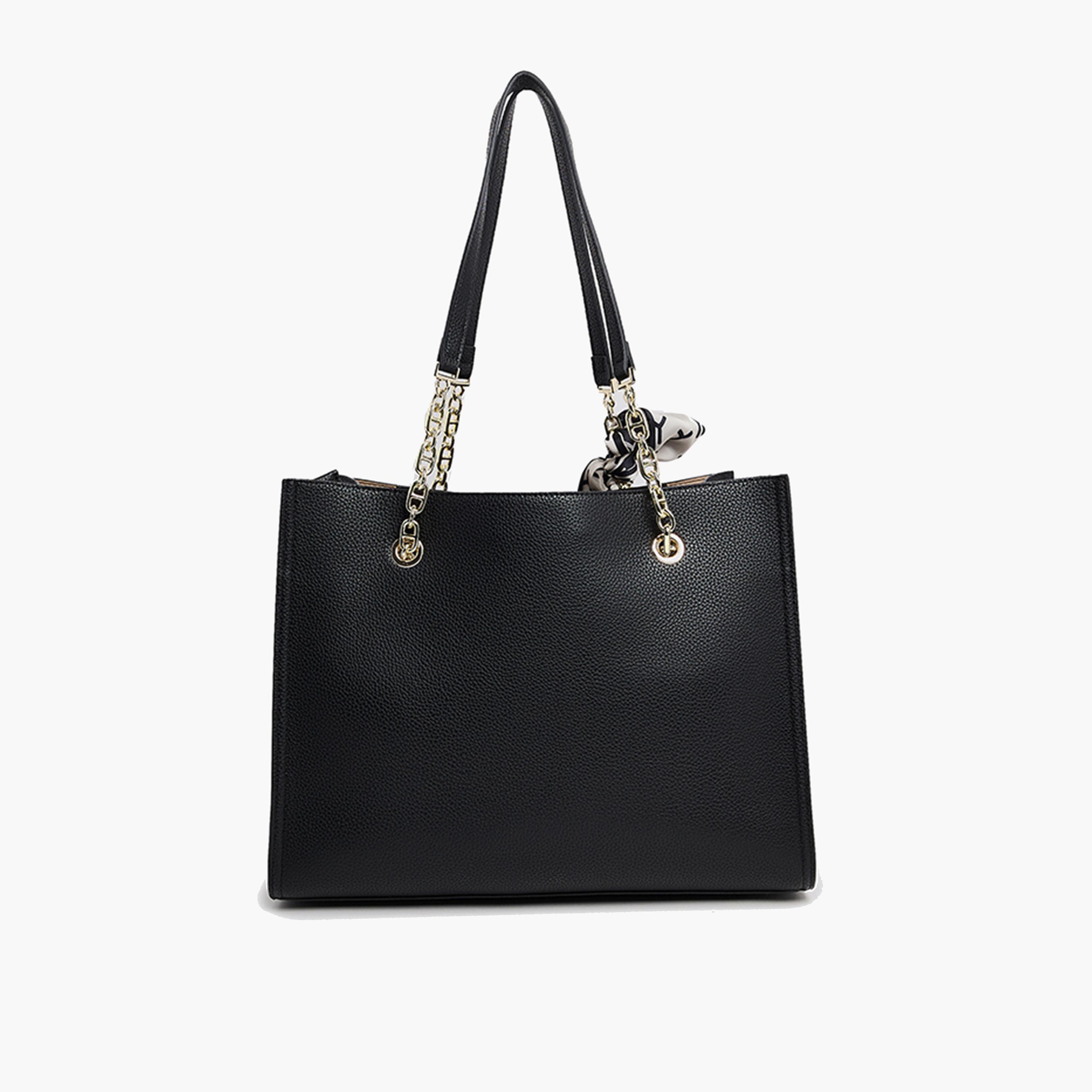 BCBG Textured Double-Handle Shoulder Bag with Magnetic Closure and Chain Strap | 35.5 x 26.5 x 14.5 cm-women-bagsandwallets-handbags-image-13