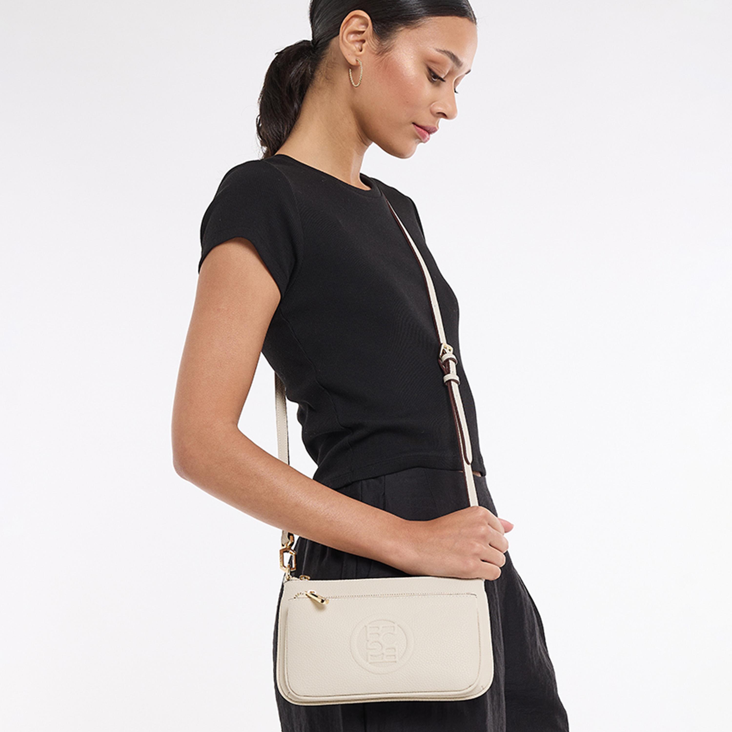BCBG Textured Crossbody Bag with Zipper and an Adjustable Strap | 22 x 13 x 4 cm-women-bagsandwallets-handbags-image-2