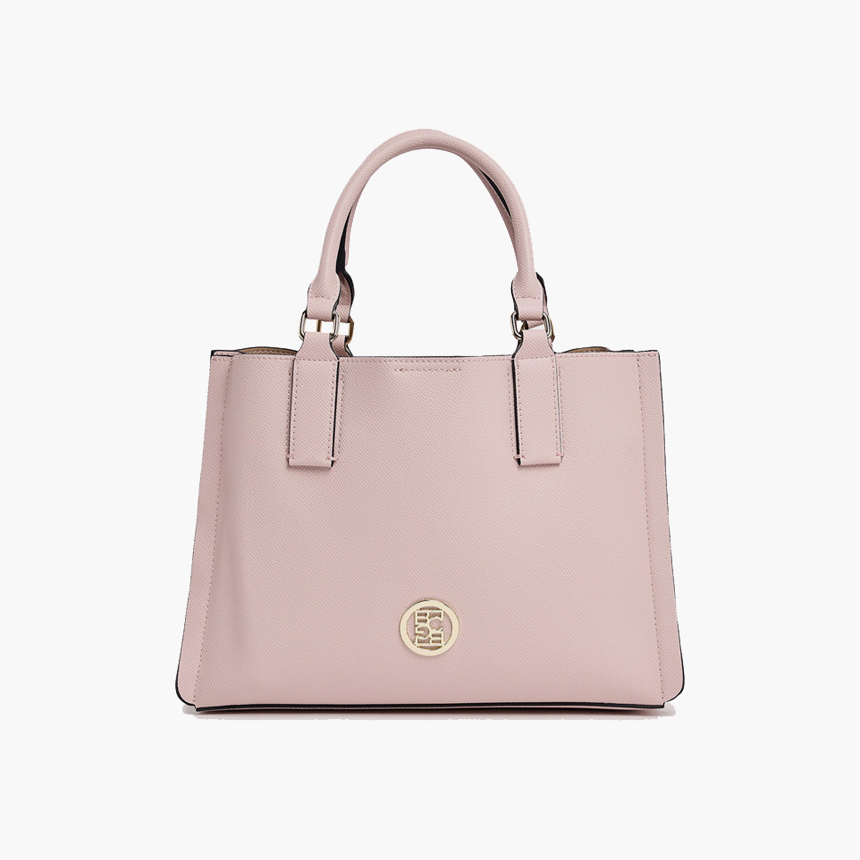 BCBG Textured Double-Handle Satchel Bag with Zipper and Detachable Strap | 30 x 21.5 x 10 cm-women-bagsandwallets-handbags-image-1