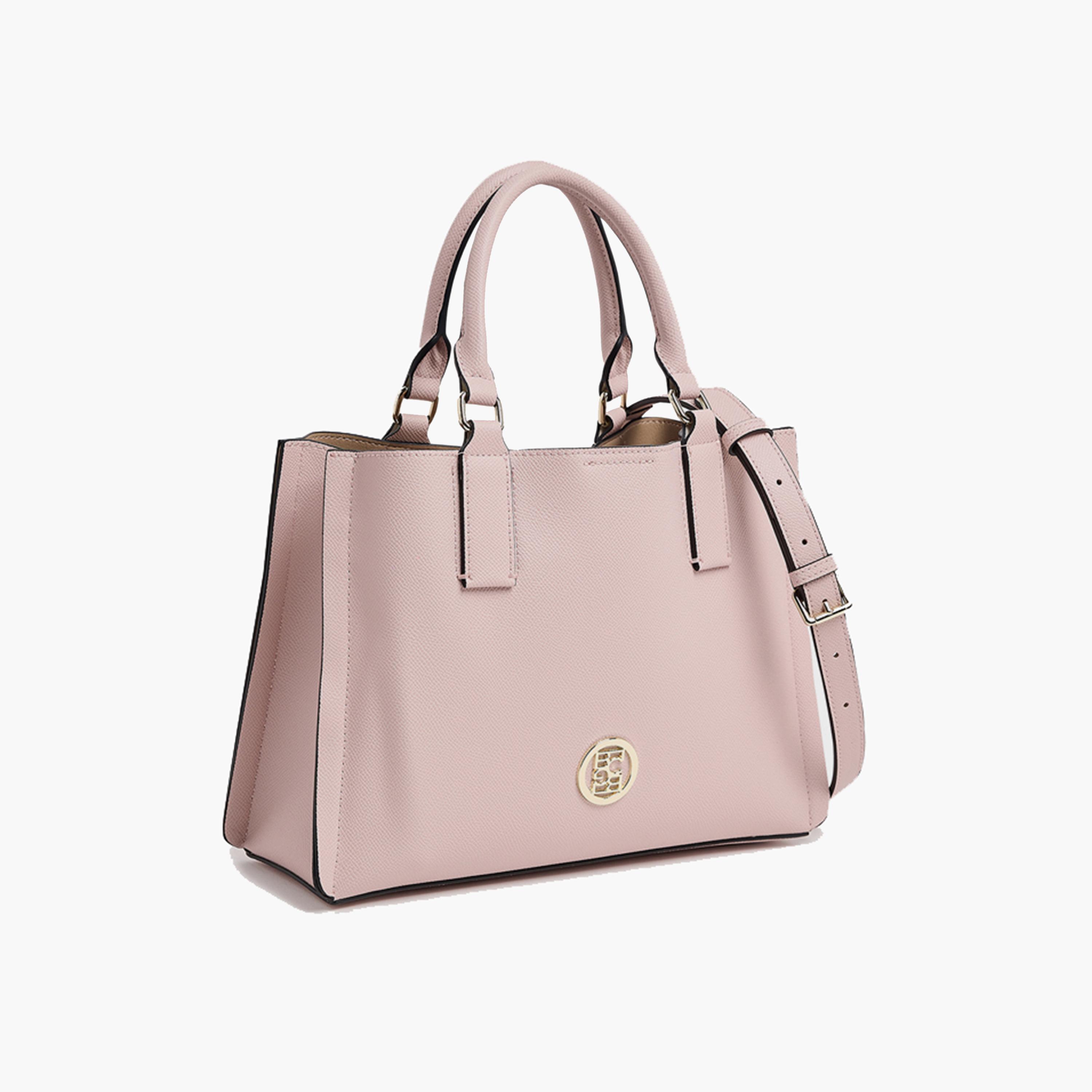 BCBG Textured Double-Handle Satchel Bag with Zipper and Detachable Strap | 30 x 21.5 x 10 cm-women-bagsandwallets-handbags-image-4