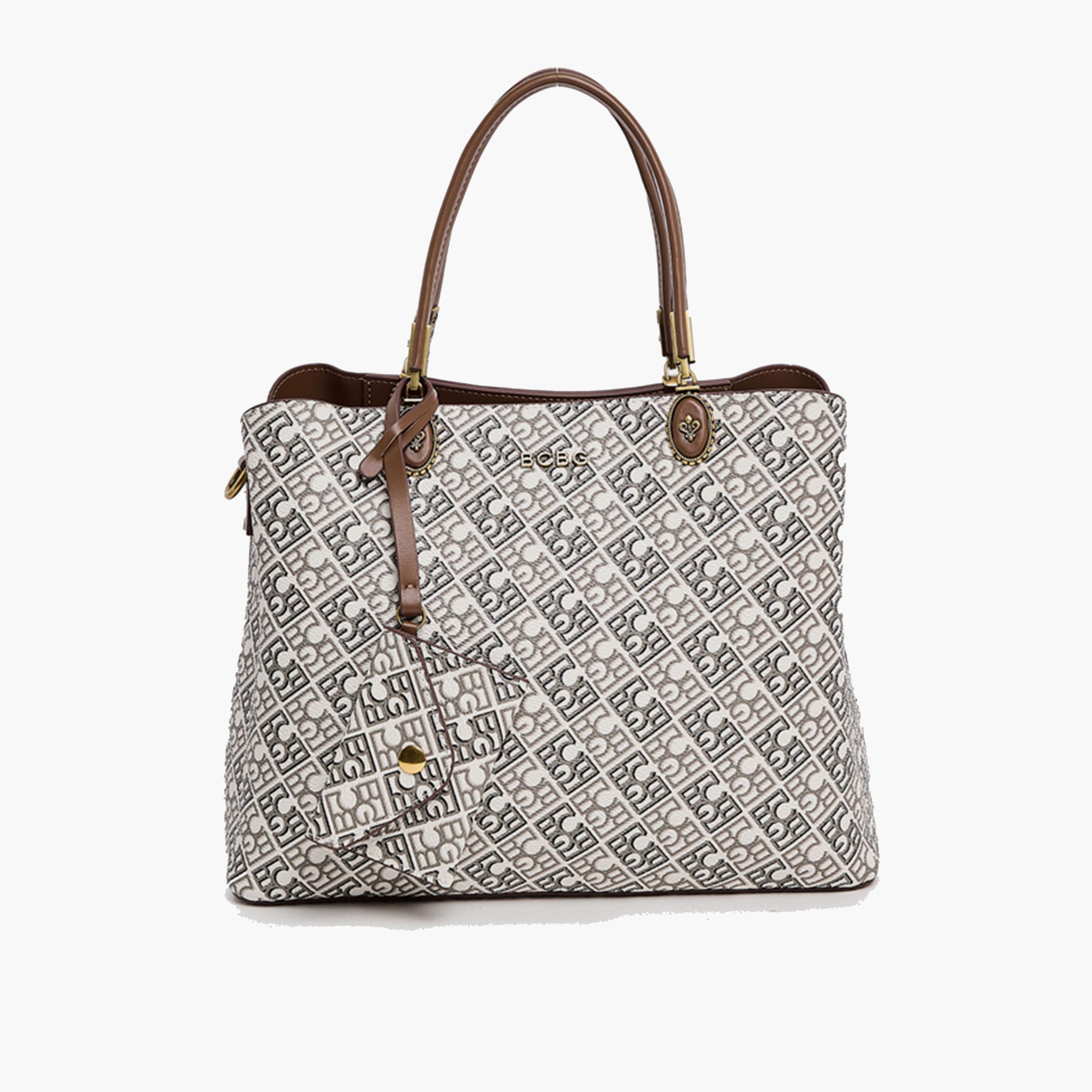 BCBG Monogram Double-Handle Shoulder Bag with Zipper | 30 x 23 x 12 cm-women-bagsandwallets-handbags-image-1