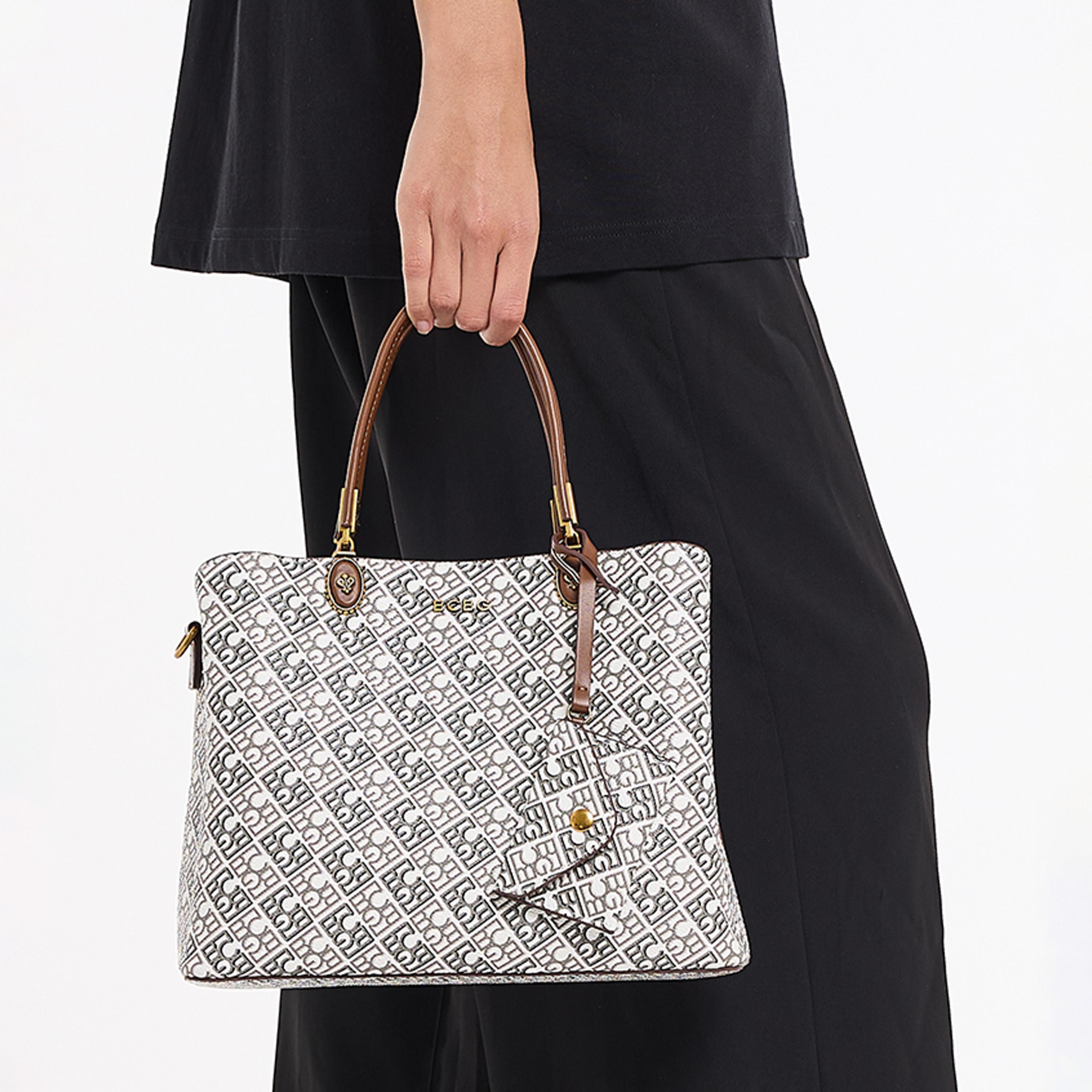 BCBG Monogram Double-Handle Shoulder Bag with Zipper | 30 x 23 x 12 cm-women-bagsandwallets-handbags-image-2