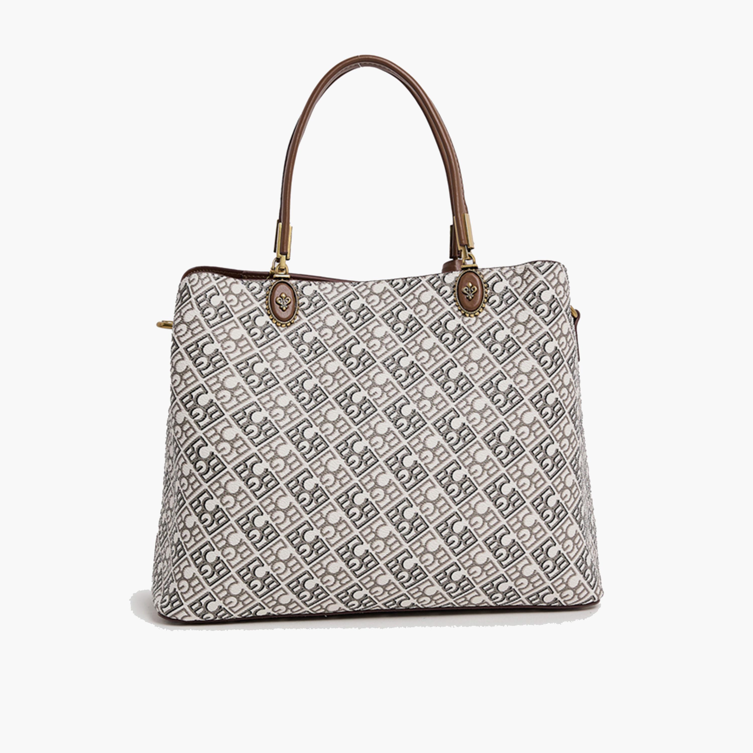 BCBG Monogram Double-Handle Shoulder Bag with Zipper | 30 x 23 x 12 cm-women-bagsandwallets-handbags-image-3