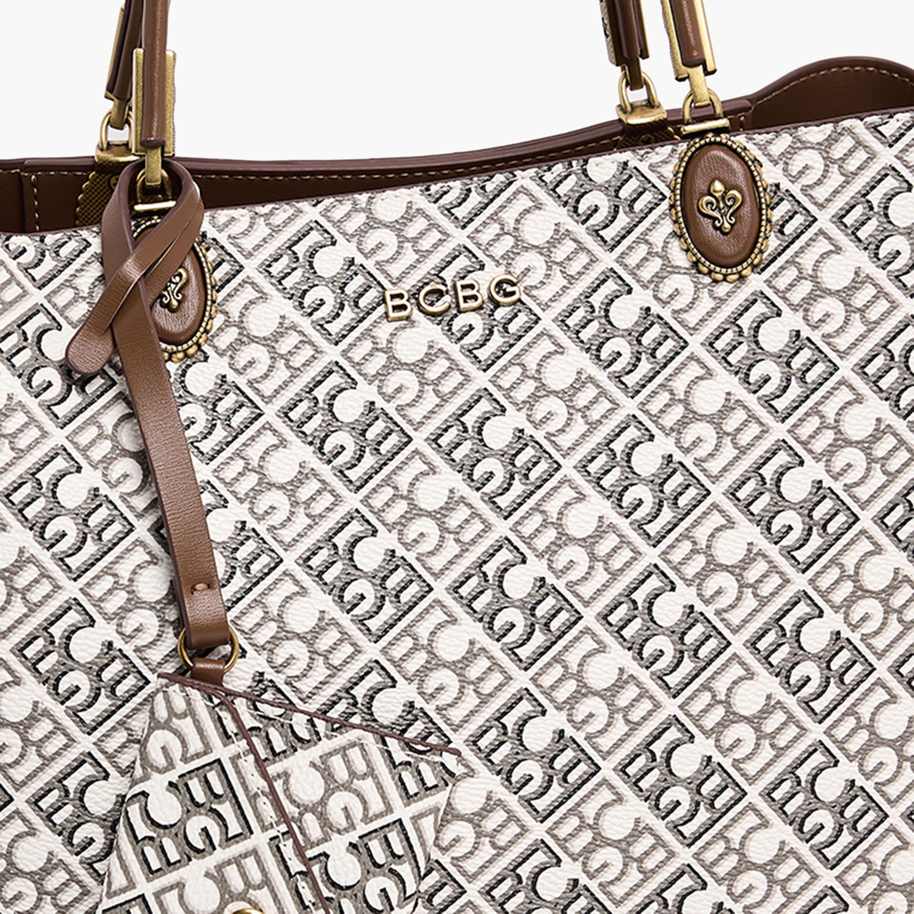 BCBG Monogram Double-Handle Shoulder Bag with Zipper | 30 x 23 x 12 cm-women-bagsandwallets-handbags-image-5