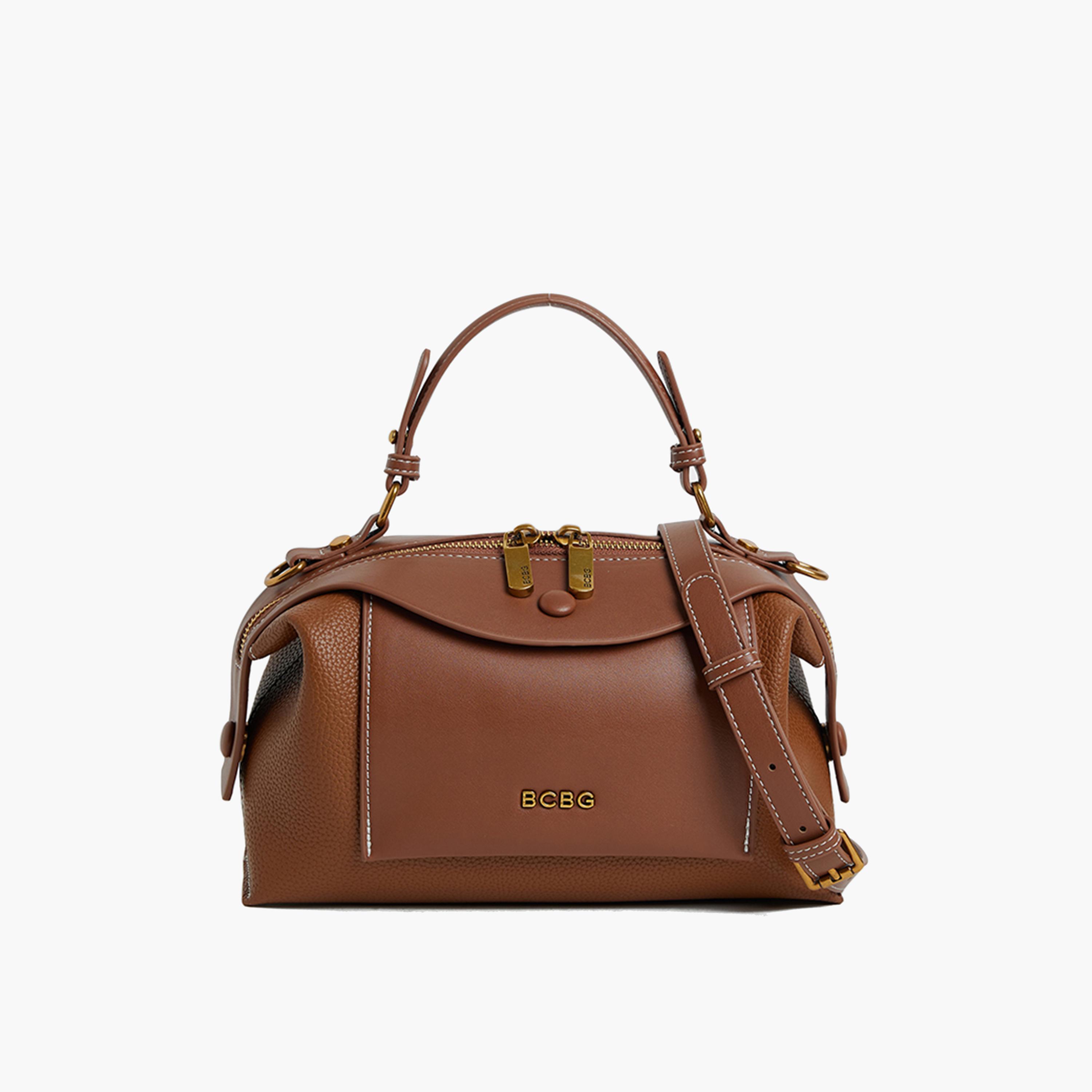 بي سي بي جي- شنطة كتف منقوشة بمقبض علوي منقوشة بسحاب إغلاق وحزام قابل للفصل-women-bagsandwallets-handbags-image-1