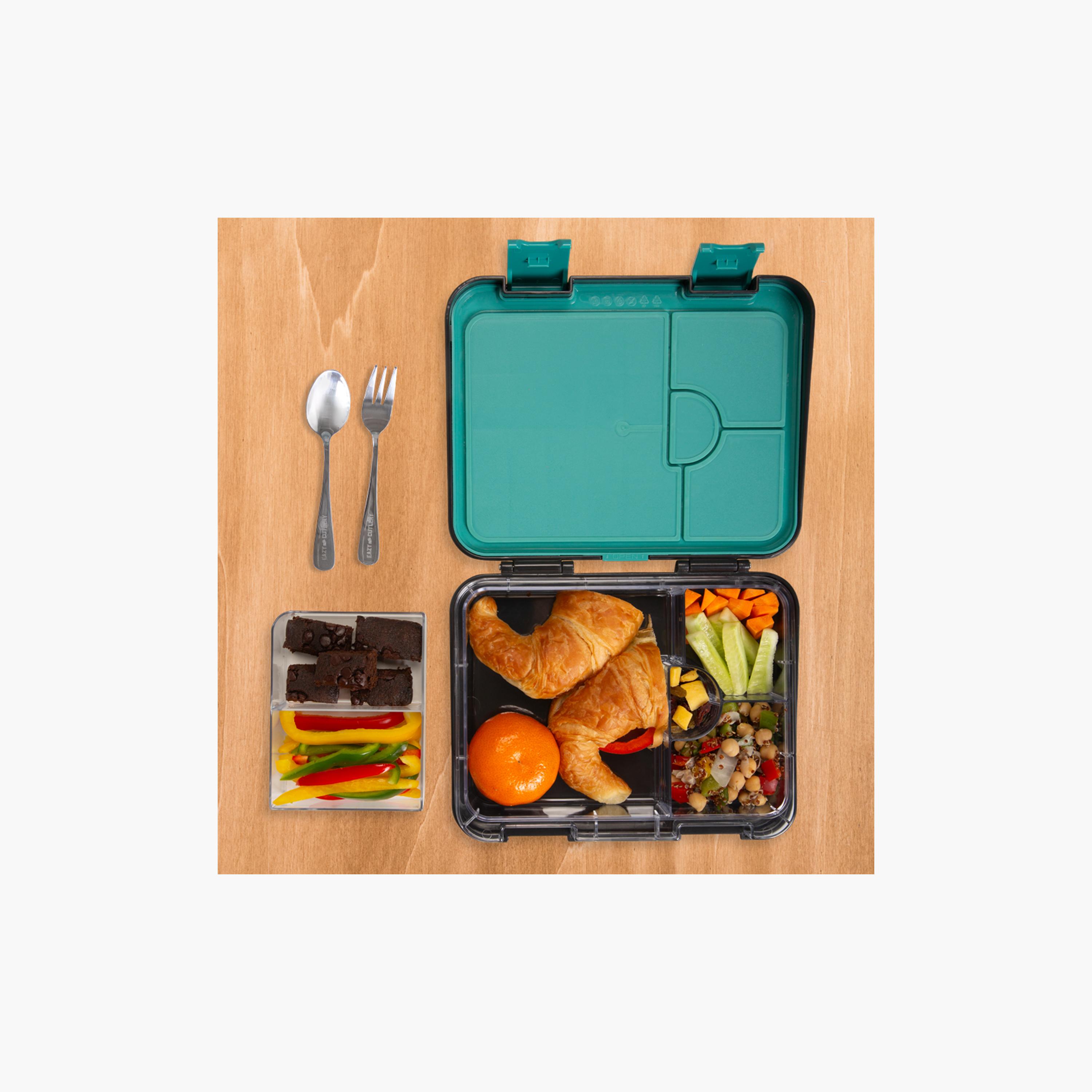 Eazy Kids 6 & 4 Convertible Bento Lunch Box & Bag Set with Sticker - Gamer - Black-school-lunchessentials-sets-image-5