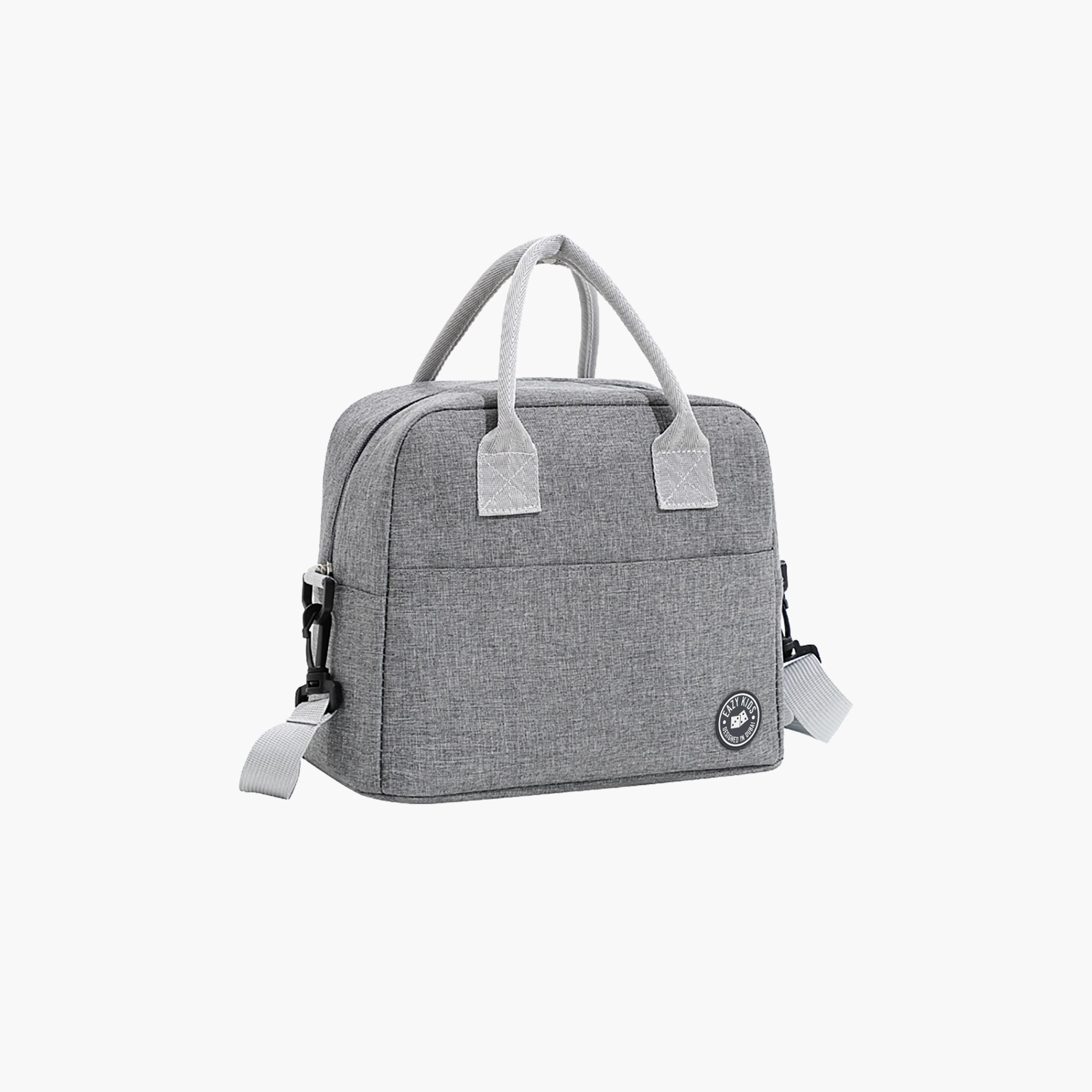 Eazy Kids 6 & 4 Convertible Bento Lunch Box & Bag Set with Sticker - T-Rex - Grey-school-lunchessentials-lunchboxes-image-3