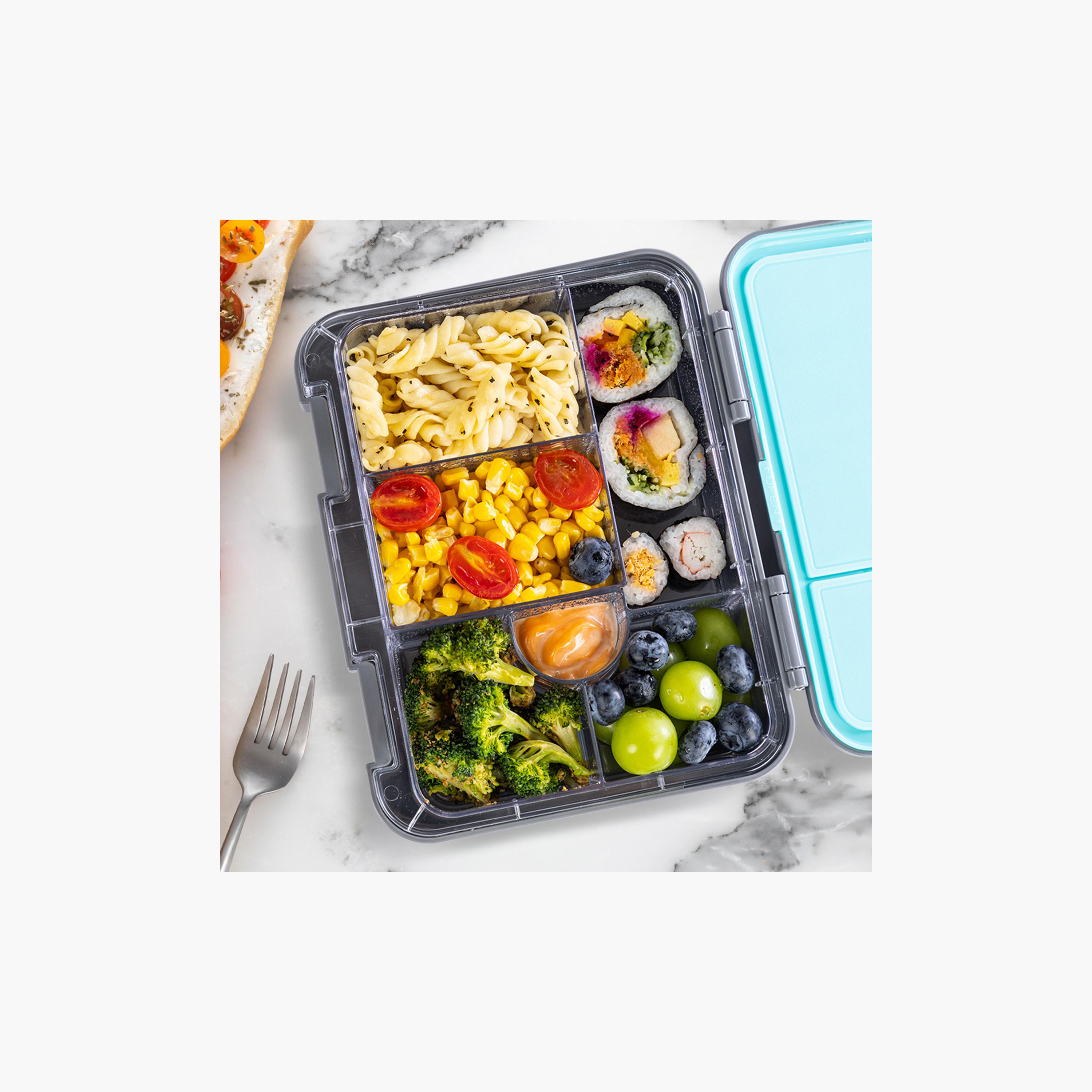 Eazy Kids 6 & 4 Convertible Bento Lunch Box & Bag Set with Sticker - T-Rex - Grey-school-lunchessentials-lunchboxes-image-8