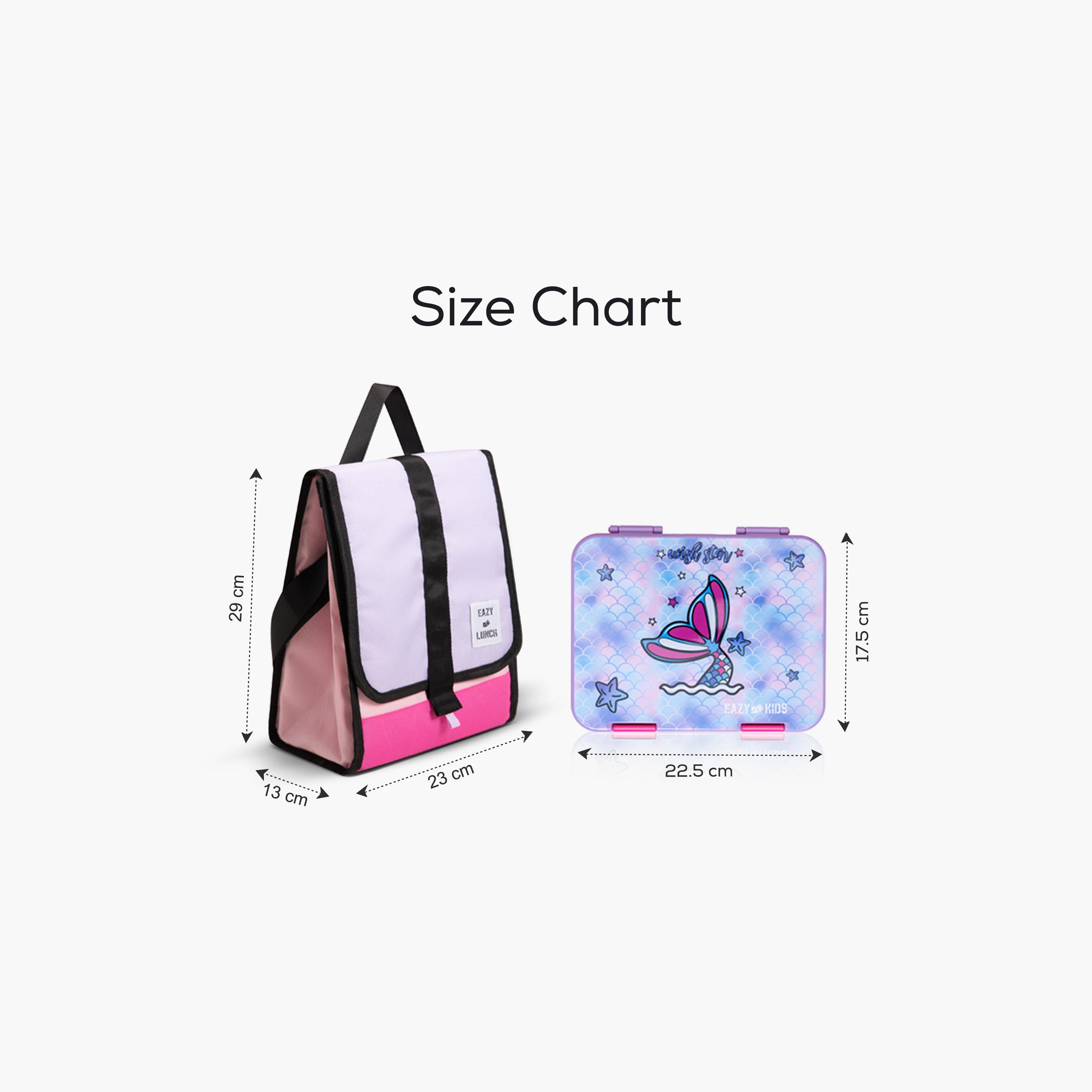 Eazy Kids 6 & 4 Convertible Bento Lunch Box with Bag, Sandwich Cutter Set - Mermaid - Purple-school-lunchessentials-lunchboxes-image-2