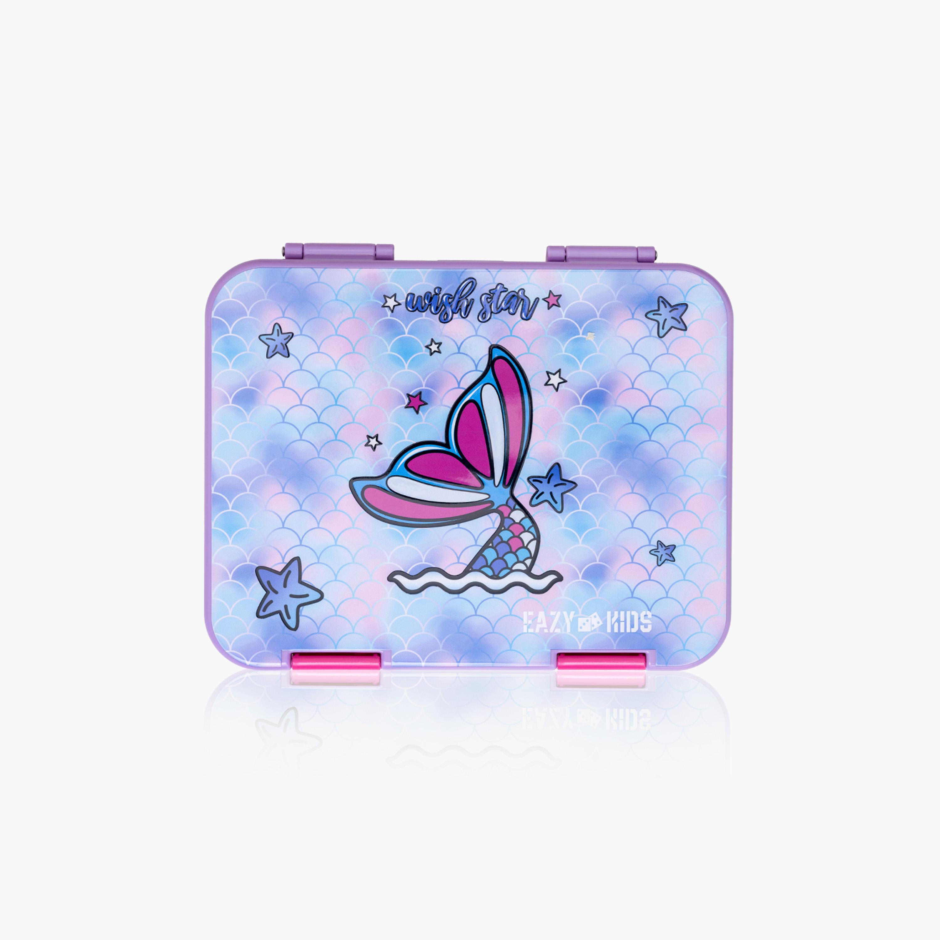 Eazy Kids 6 & 4 Convertible Bento Lunch Box with Bag, Sandwich Cutter Set - Mermaid - Purple-school-lunchessentials-lunchboxes-image-5