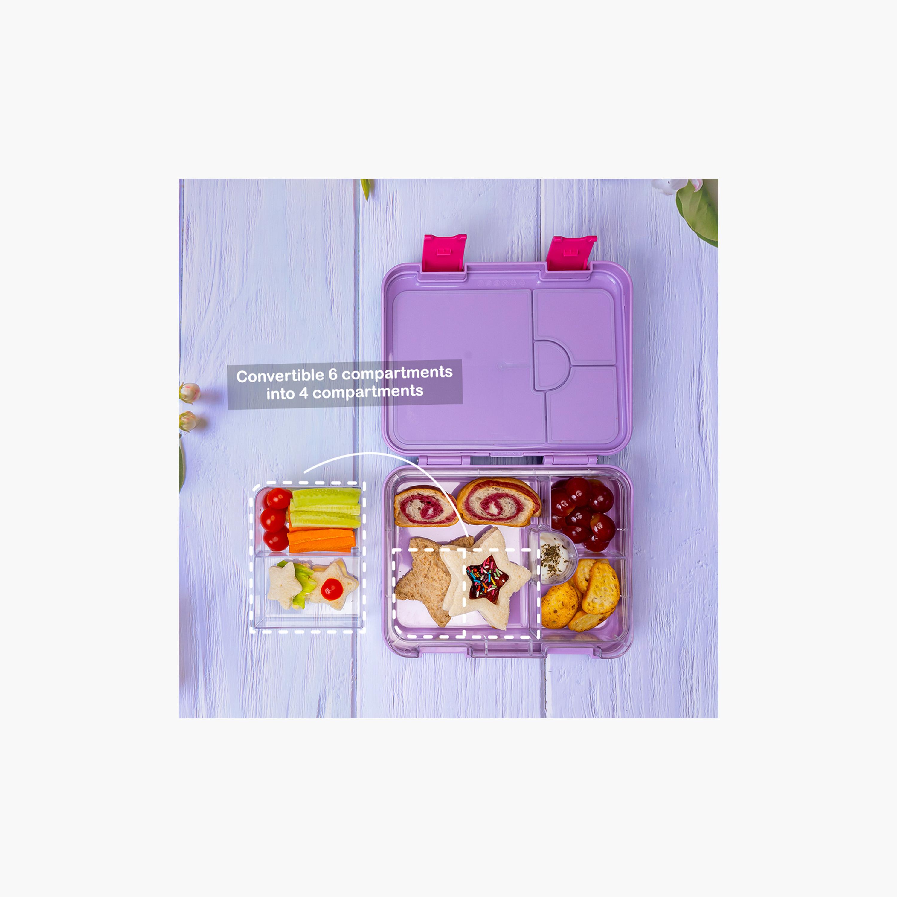 Eazy Kids 6 & 4 Convertible Bento Lunch Box with Bag, Sandwich Cutter Set - Mermaid - Purple-school-lunchessentials-lunchboxes-image-6