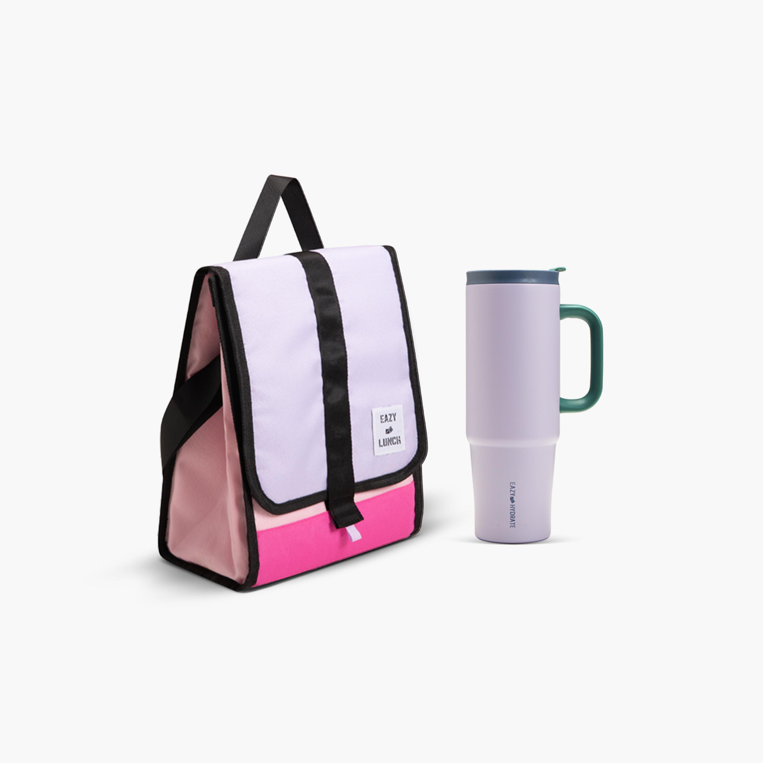 كوب سفر معزول مع حقيبة غداء من إيزي كيدز - 900 مل - لافندر-school-waterbottles-image-1