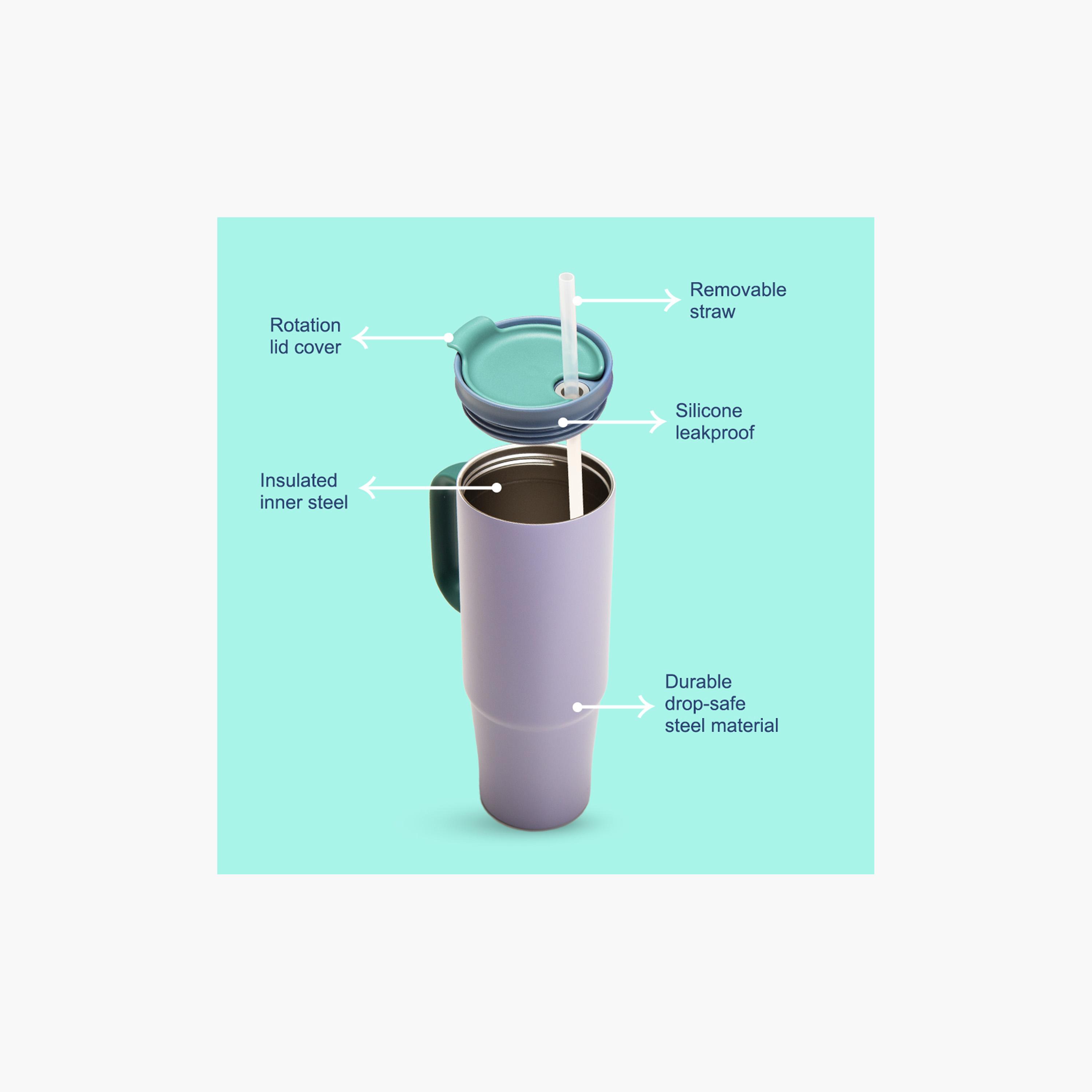 كوب سفر معزول مع حقيبة غداء من إيزي كيدز - 900 مل - لافندر-school-waterbottles-image-6