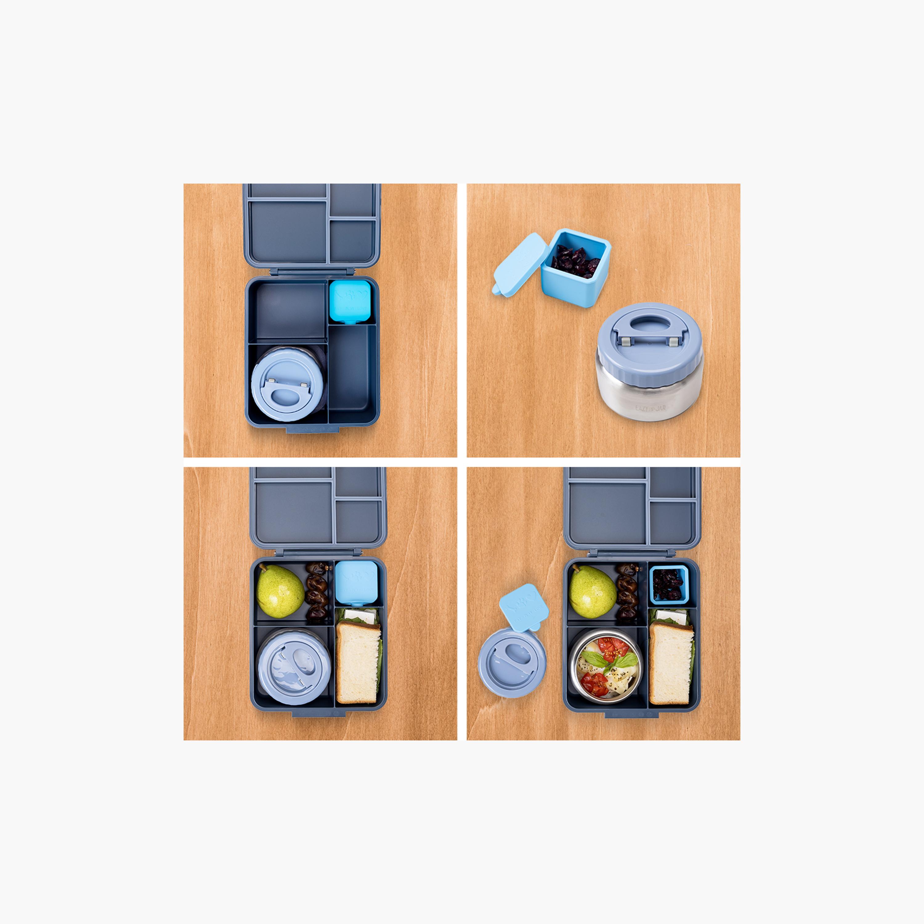Eazy Kids Jumbo Bento Lunch Box with Bag, Thermos & Dip Jar - Blue Grey-school-lunchessentials-lunchboxes-image-5