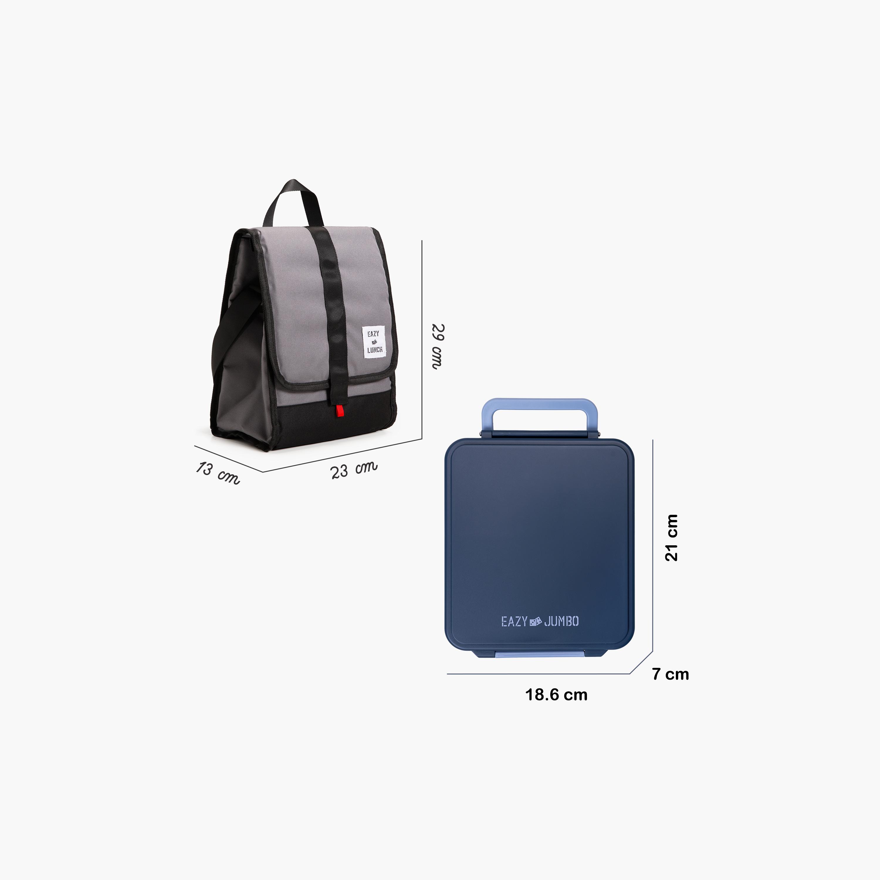 Eazy Kids Jumbo Bento Lunch Box with Bag, Thermos & Dip Jar - Blue Grey-school-lunchessentials-lunchboxes-image-9