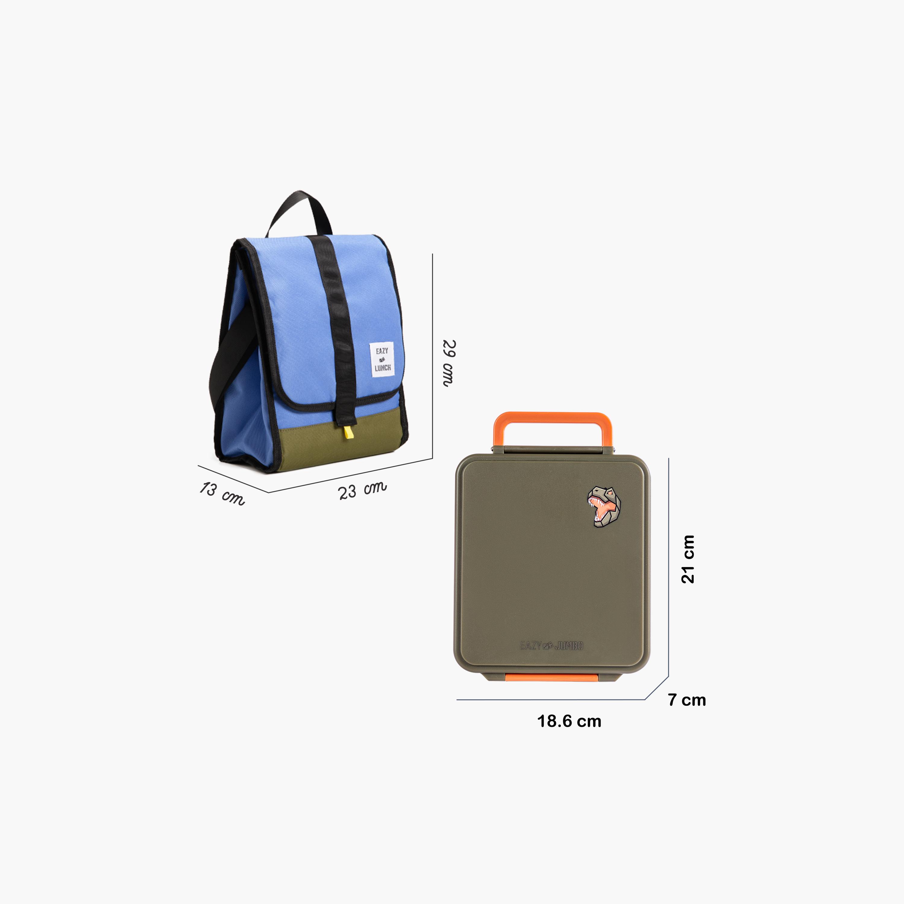 Eazy Kids Jumbo Bento Lunch Box with Bag, Thermos & Dip Jar - Green-school-lunchessentials-lunchboxes-image-2