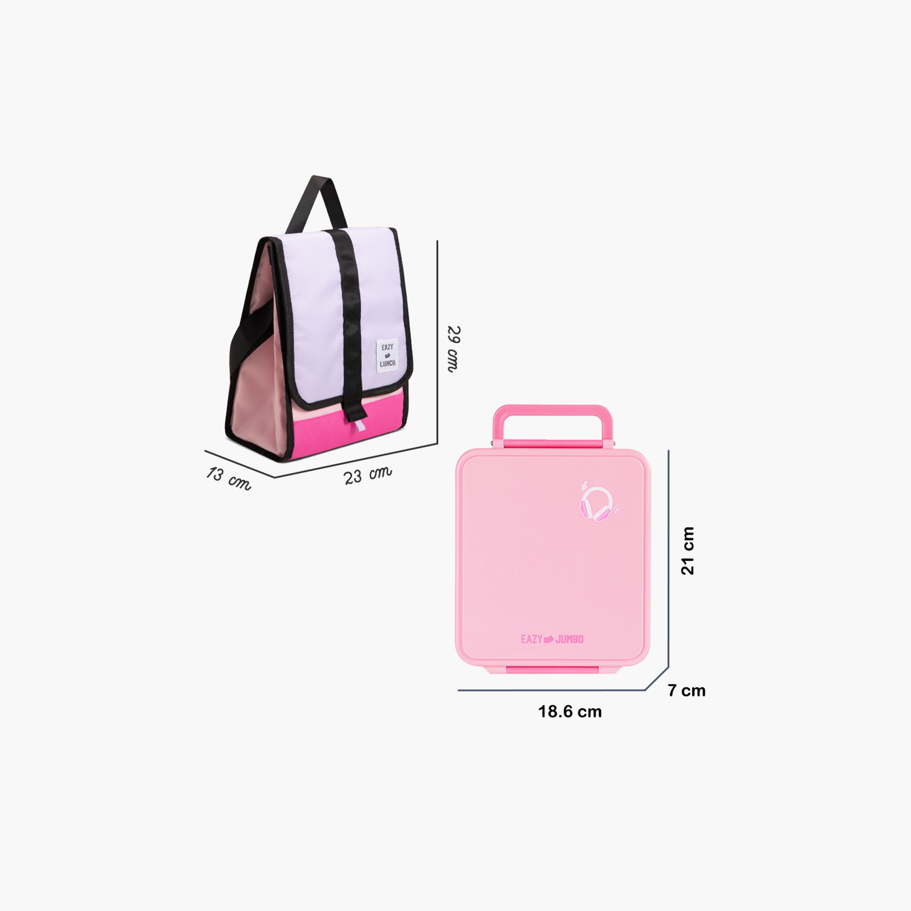 Eazy Kids Jumbo Bento Lunch Box with Bag, Thermos & Dip Jar - Pink-school-lunchessentials-lunchboxes-image-4