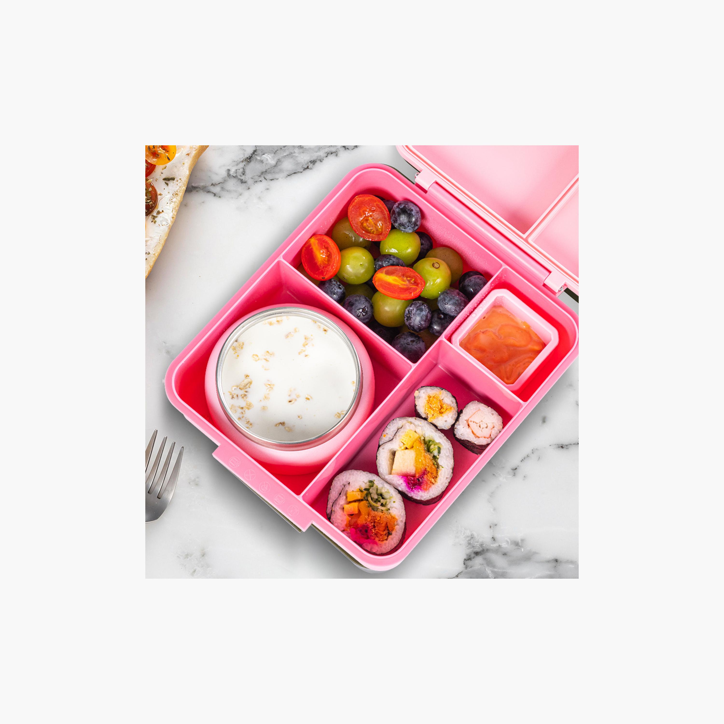 Eazy Kids Jumbo Bento Lunch Box with Bag, Thermos & Dip Jar - Pink-school-lunchessentials-lunchboxes-image-9