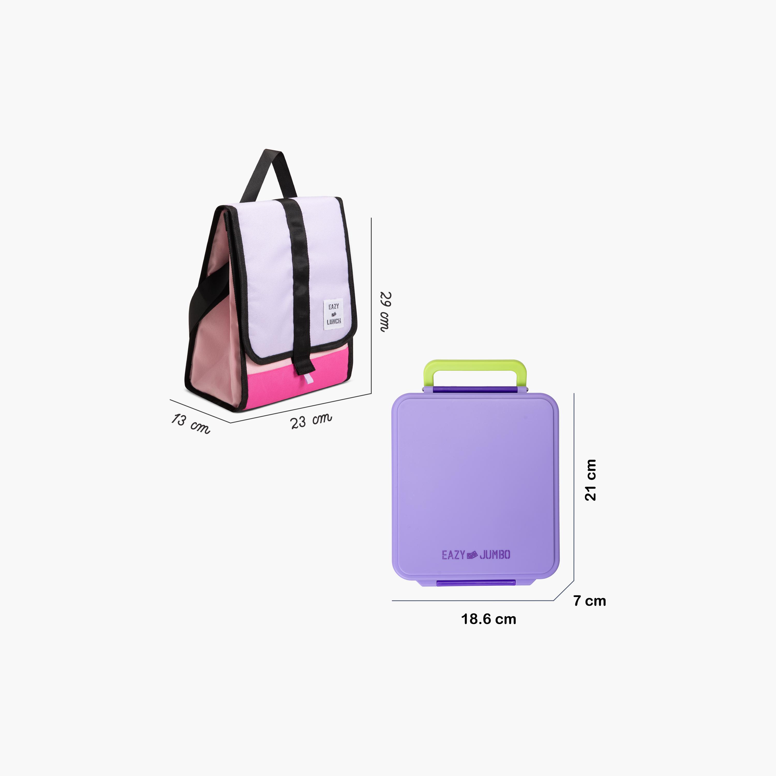 Eazy Kids Jumbo Bento Lunch Box with Bag, Thermos & Dip Jar - Purple-school-lunchessentials-lunchboxes-image-3