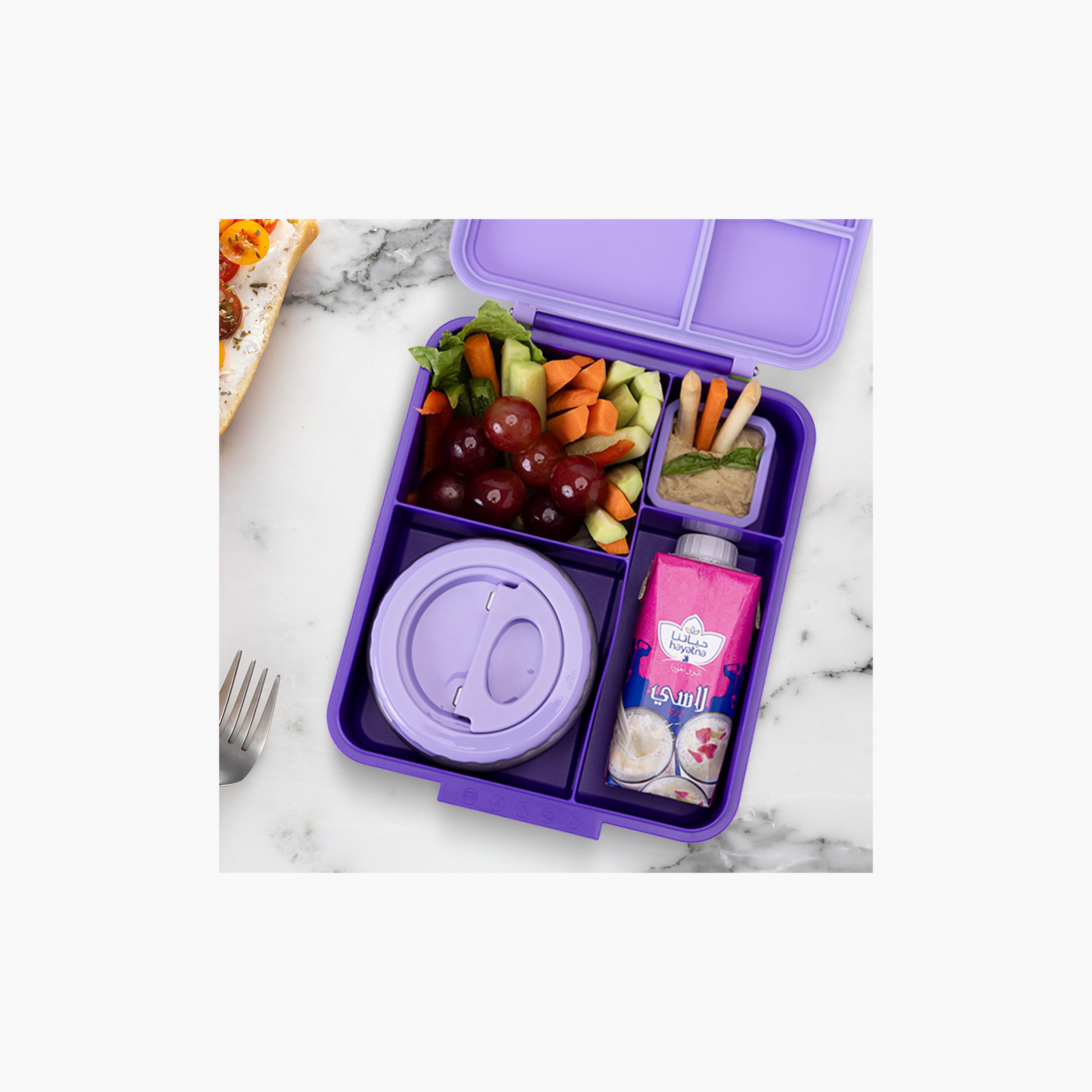 Eazy Kids Jumbo Bento Lunch Box with Bag, Thermos & Dip Jar - Purple-school-lunchessentials-lunchboxes-image-7