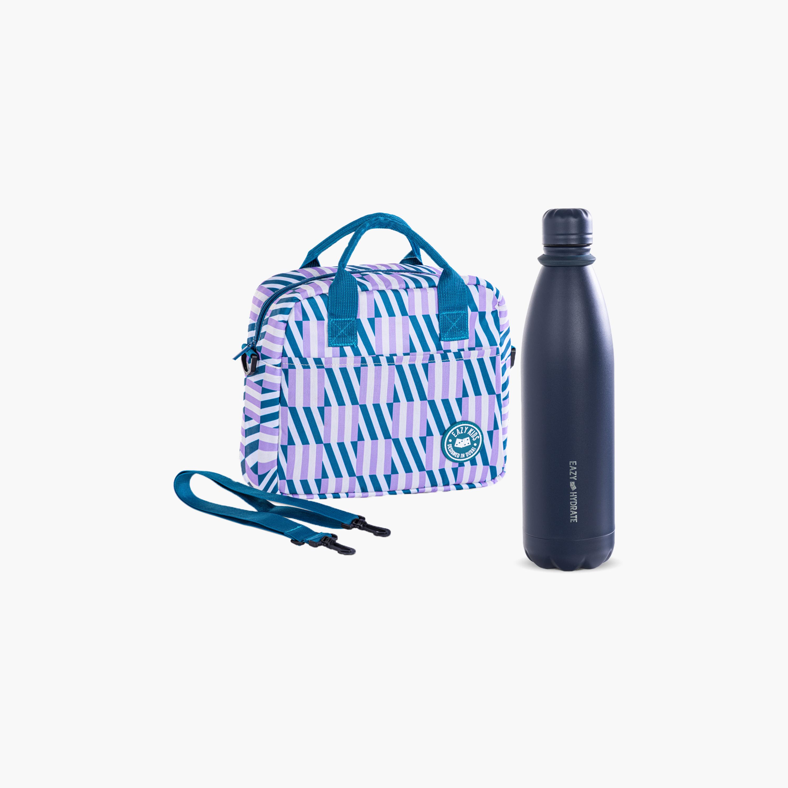 Eazy Kids Steel Water Bottle with Lunch Bag & Detachable Strap - 1 Litre-school-waterbottles-image-1
