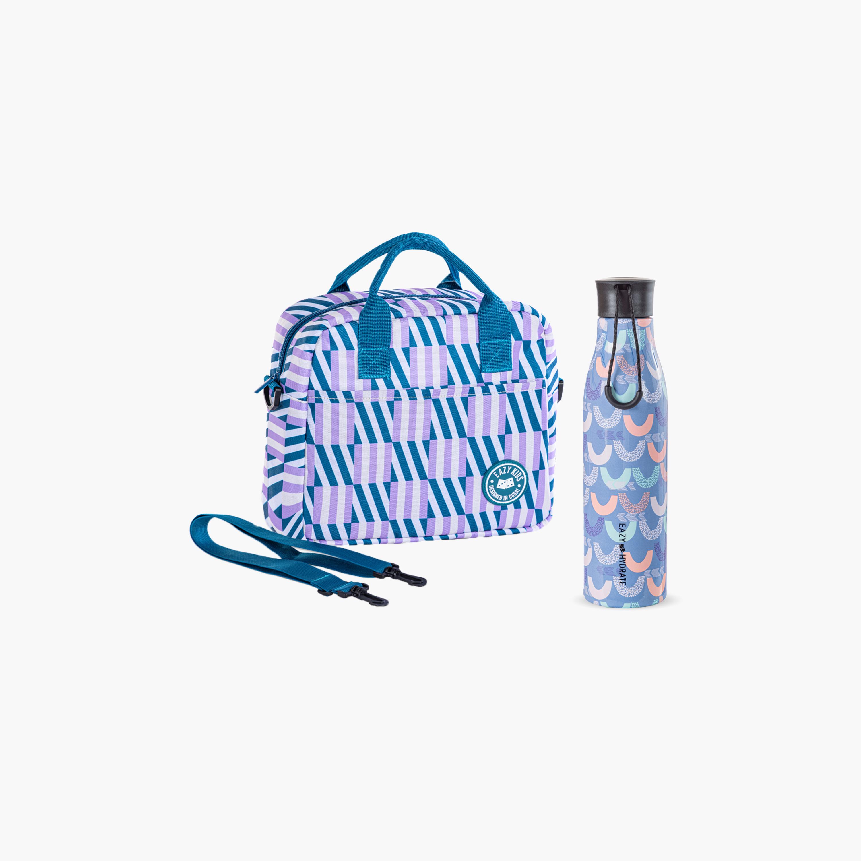 Eazy Kids Steel Water Bottle with Lunch Bag & Detachable Strap - 760 ml - Half Moon-school-waterbottles-image-1