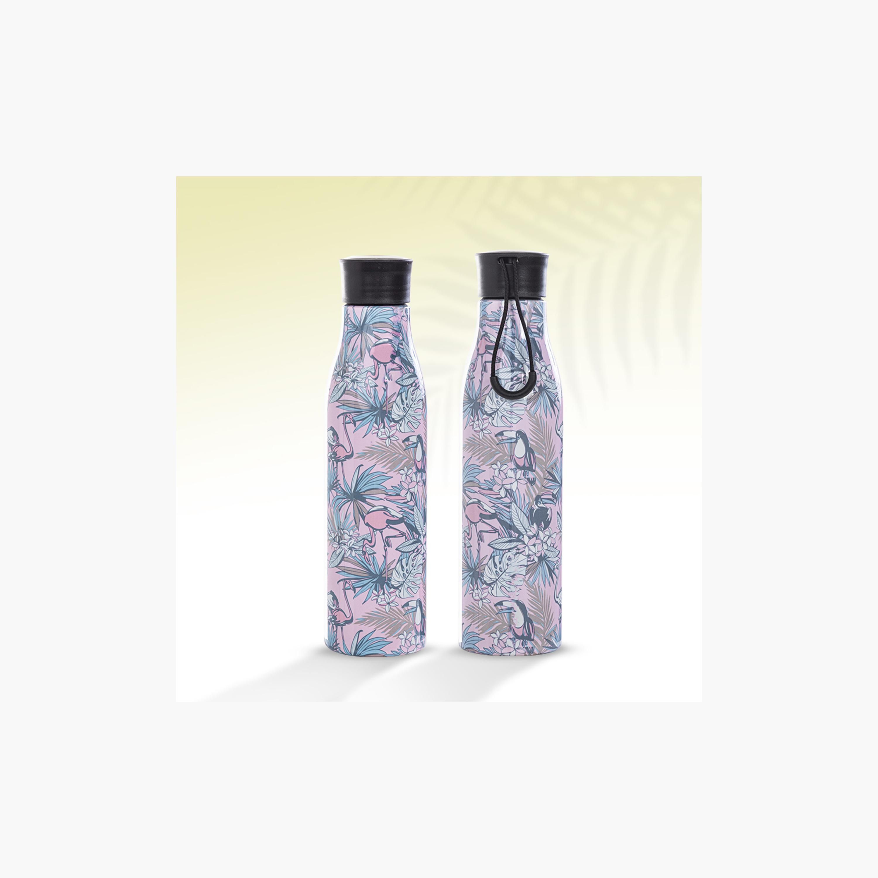 زجاجة مياه فولاذية مع حقيبة غداء وحزام قابل للفصل من إيزي كيدز - 760 مل - زهري-school-waterbottles-image-3