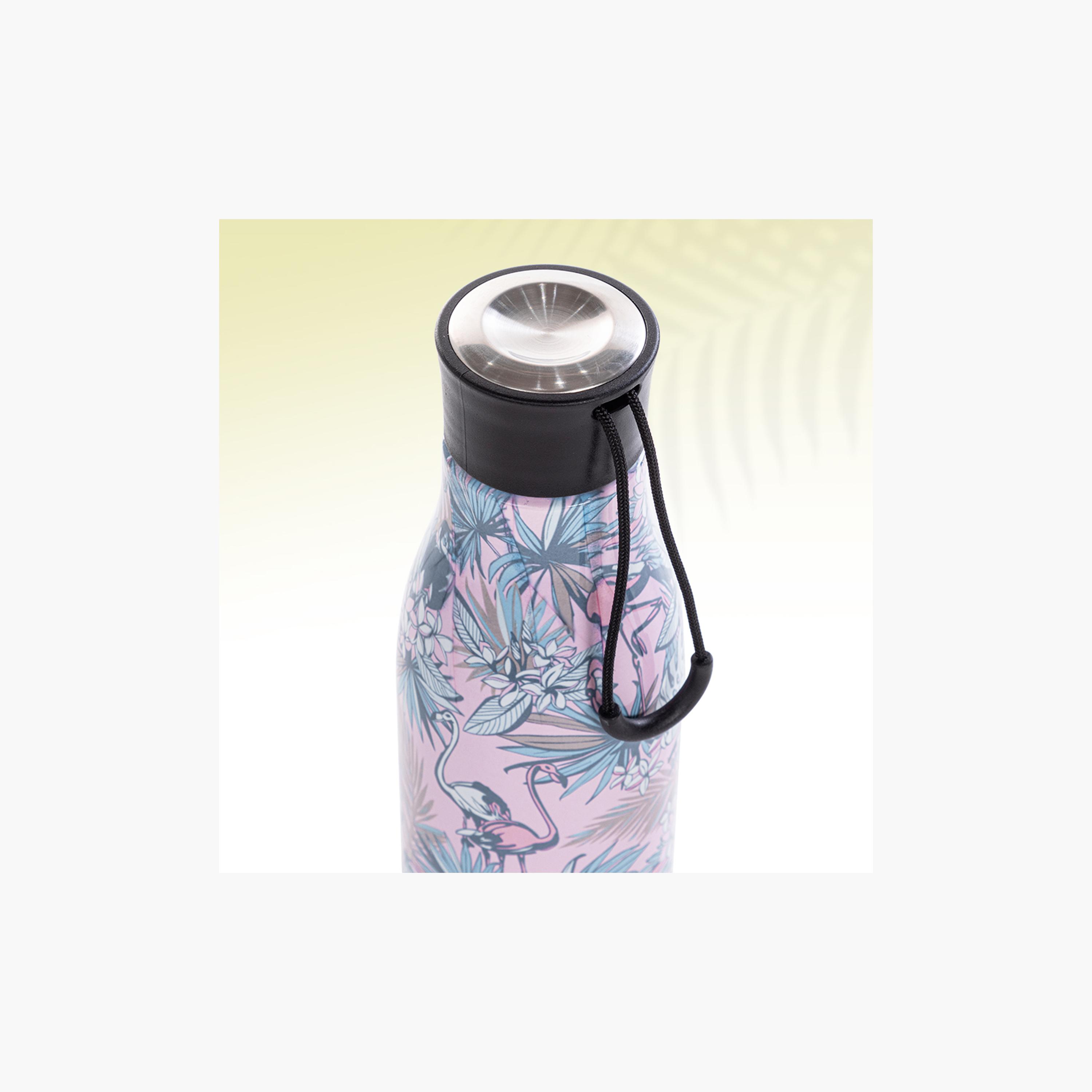 زجاجة مياه فولاذية مع حقيبة غداء وحزام قابل للفصل من إيزي كيدز - 760 مل - زهري-school-waterbottles-image-5