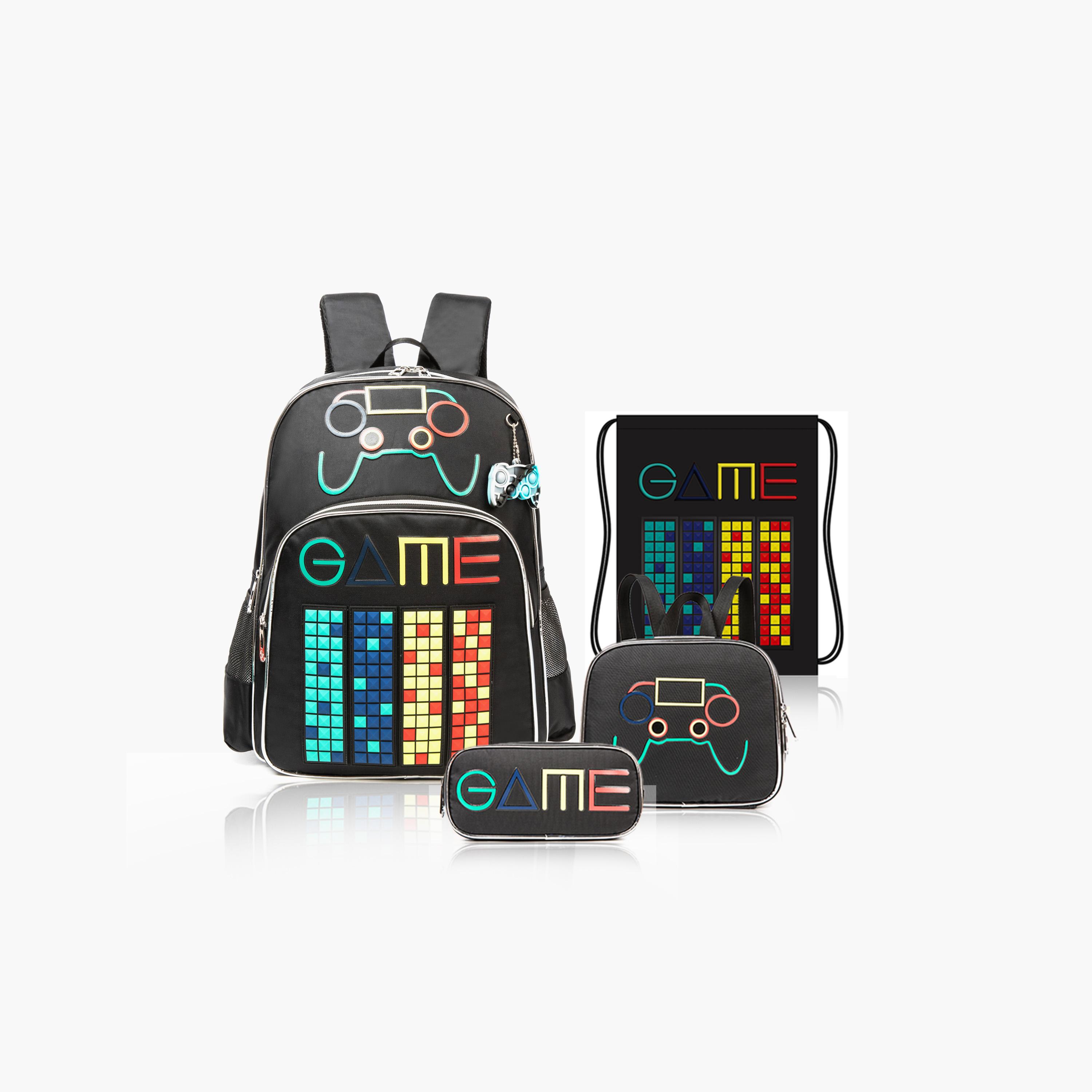 Eazy Kids 7-Piece School Bag Set - 17 Inch - Gen Z Gamer - Black-school-bagsandbackpacks-sets-image-4