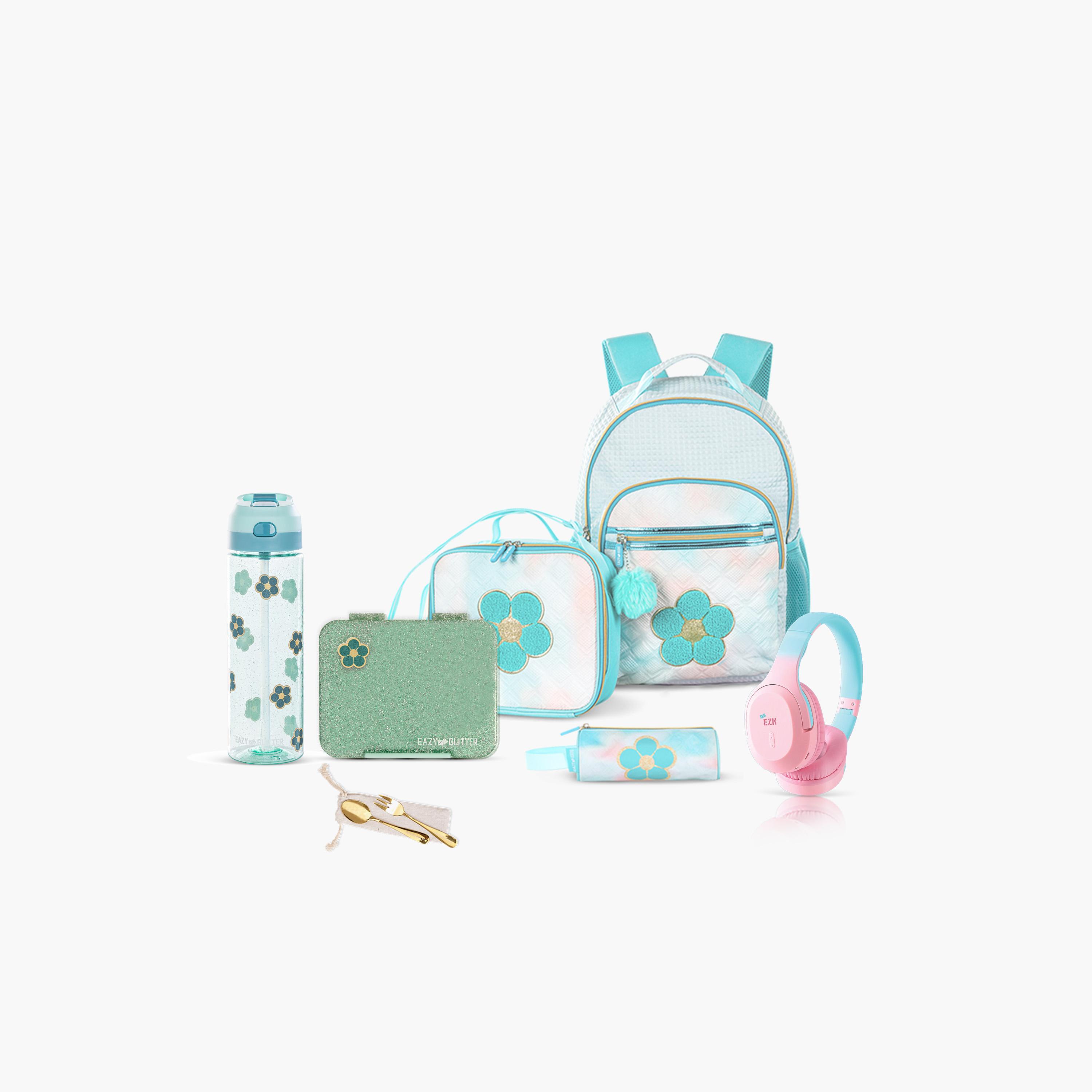 Eazy Kids 6-Piece Backpack Set - 18 Inch - Flora - Green-school-bagsandbackpacks-sets-image-1