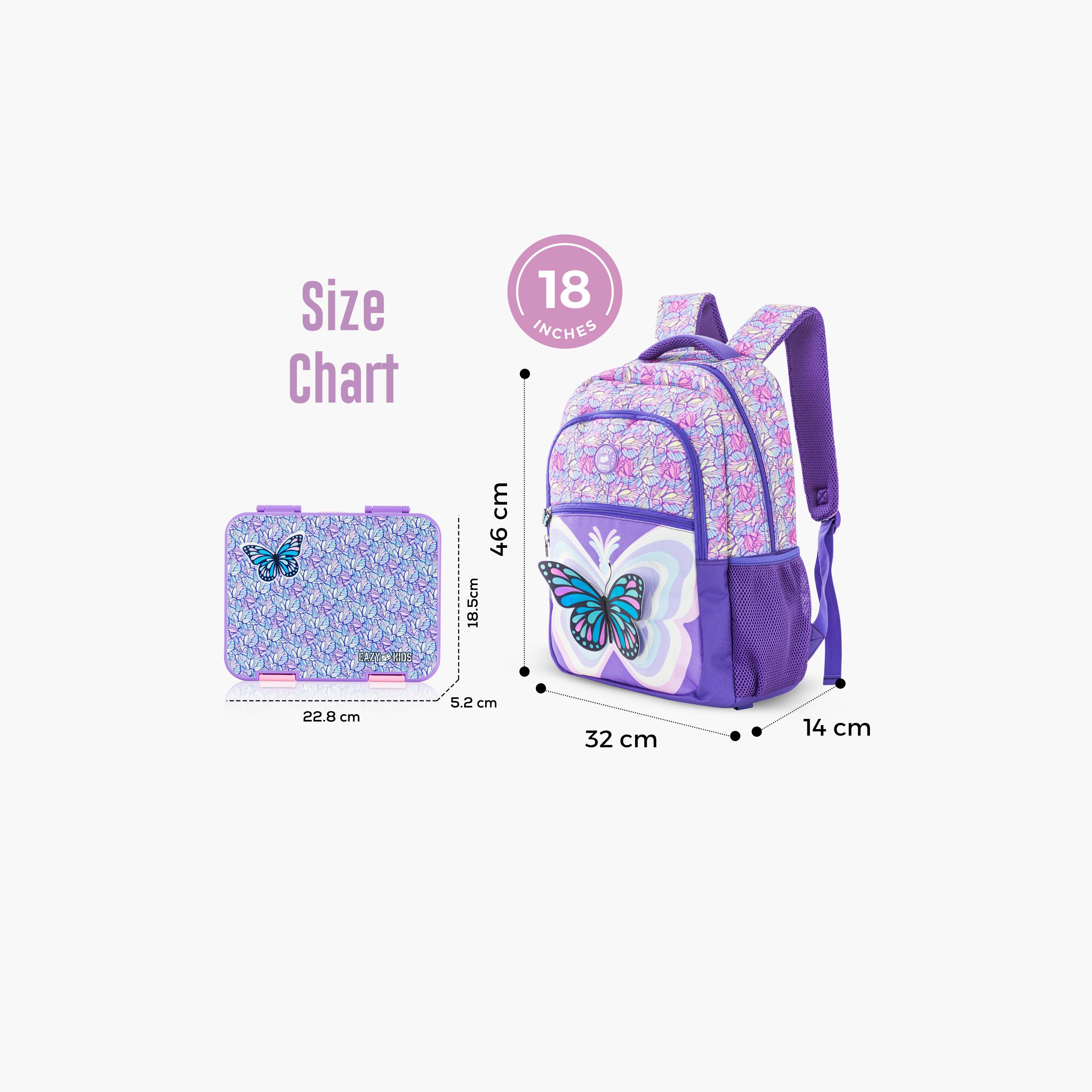 Eazy Kids 5-Piece Backpack Set - 18 Inch - 3D Butterfly - Purple-school-bagsandbackpacks-sets-image-2