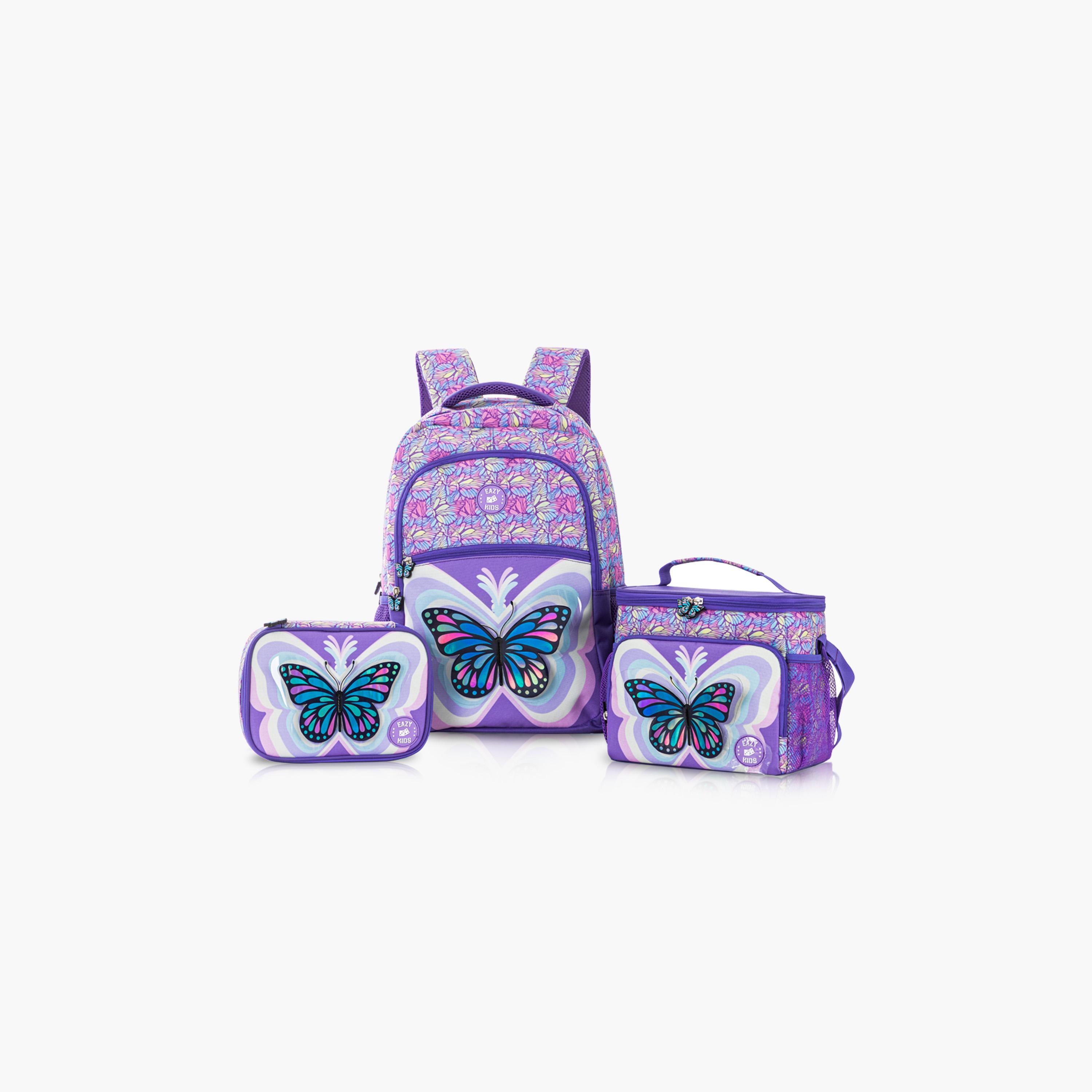 Eazy Kids 5-Piece Backpack Set - 18 Inch - 3D Butterfly - Purple-school-bagsandbackpacks-sets-image-3