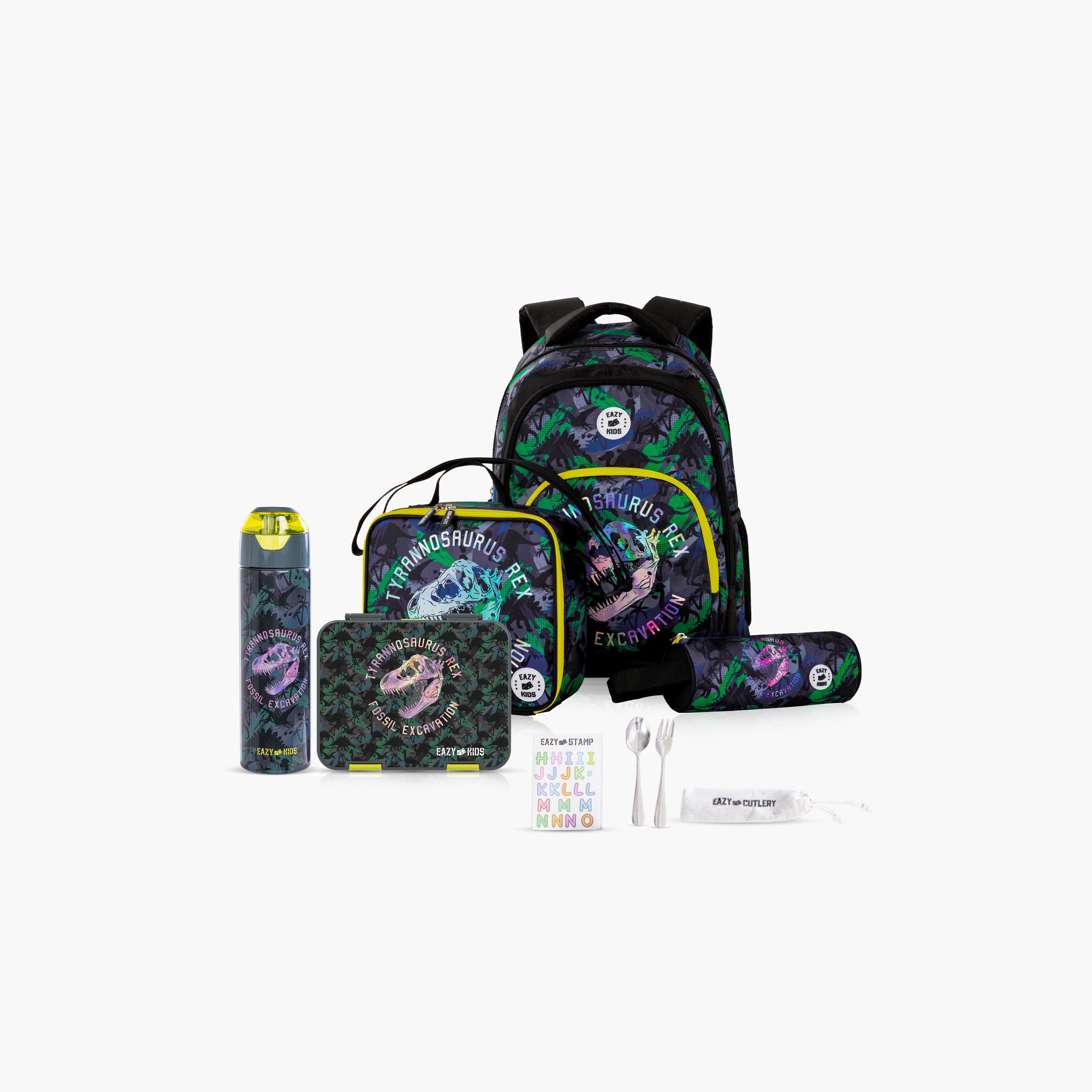 Eazy Kids 5-Piece Backpack Set - 17 Inch - T-Rex - Multicolour-school-bagsandbackpacks-sets-image-1