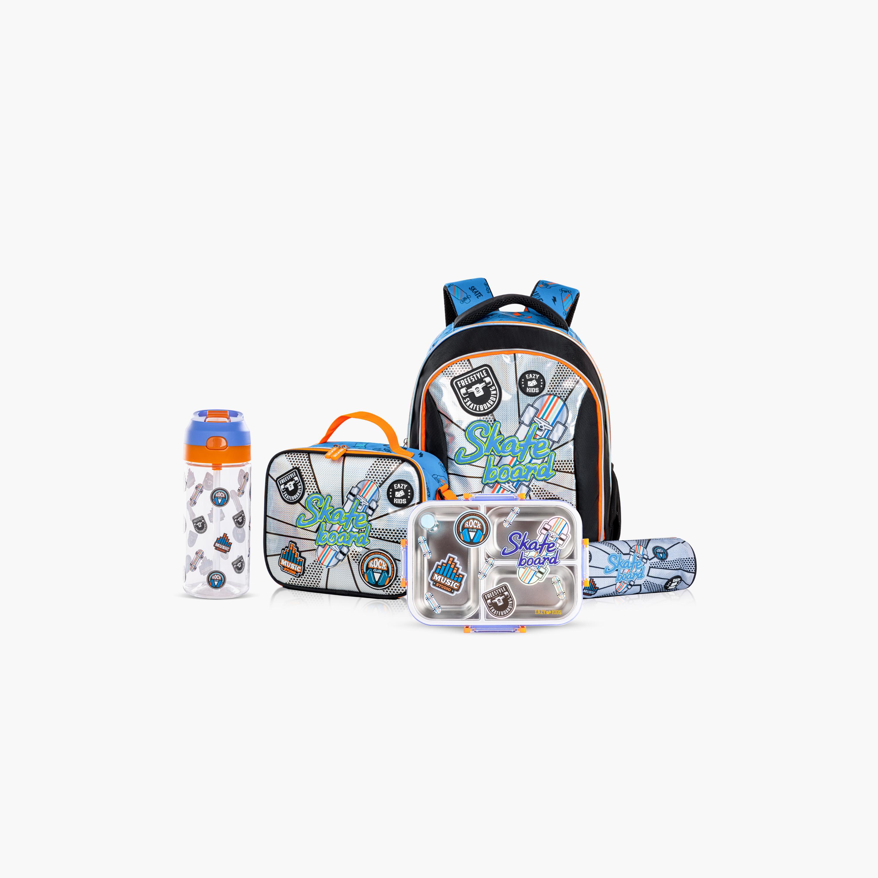 Eazy Kids 5-Piece Backpack Set - 17 Inch - Skate Board - Multicolour-school-bagsandbackpacks-sets-image-1