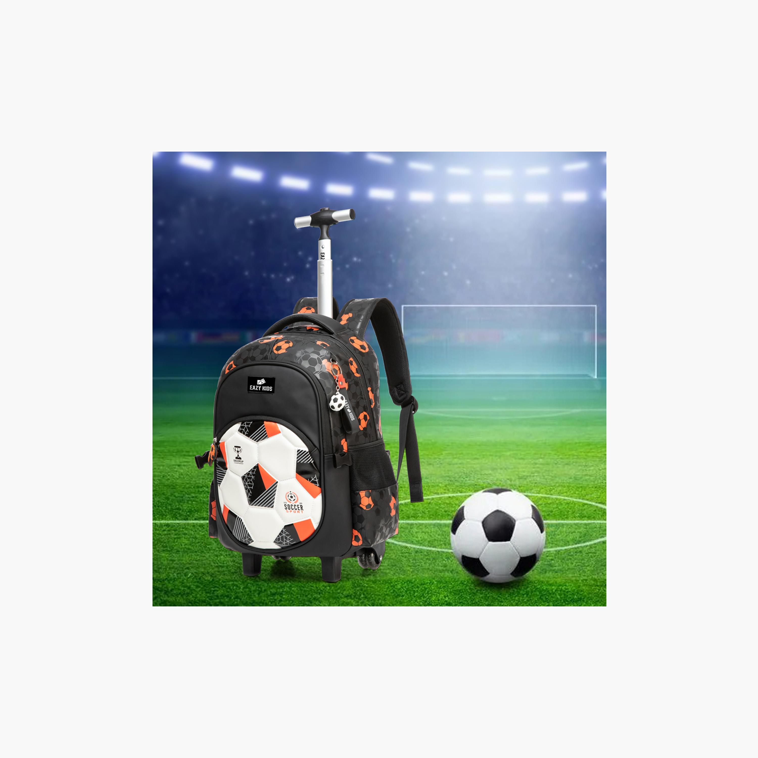 Eazy Kids 4-Piece Trolley School Backpack Set - 18 Inch - Football - Black-school-bagsandbackpacks-trolleybags-image-10