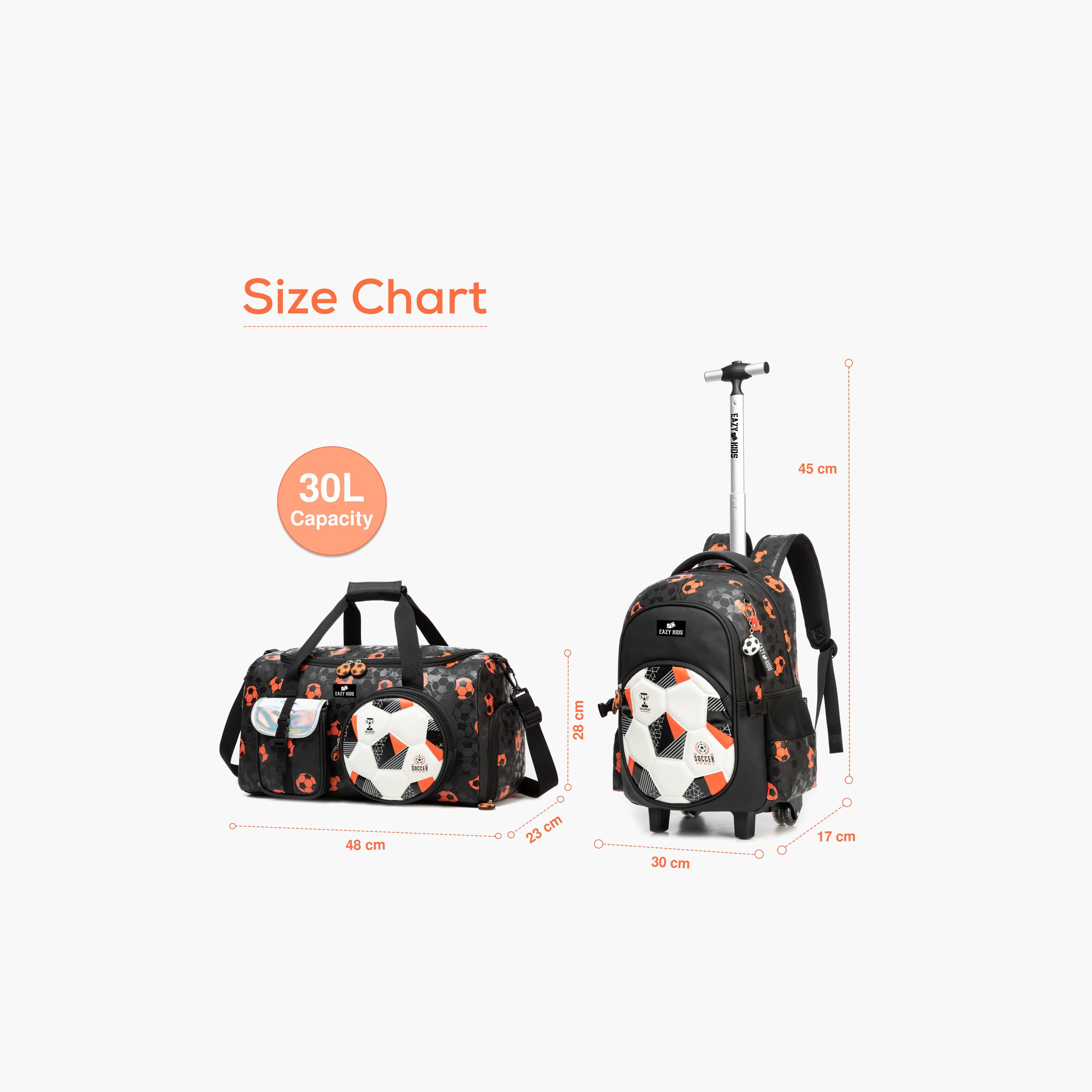 Eazy Kids 4-Piece Trolley School Backpack Set - 18 Inch - Football - Black-school-bagsandbackpacks-trolleybags-image-2