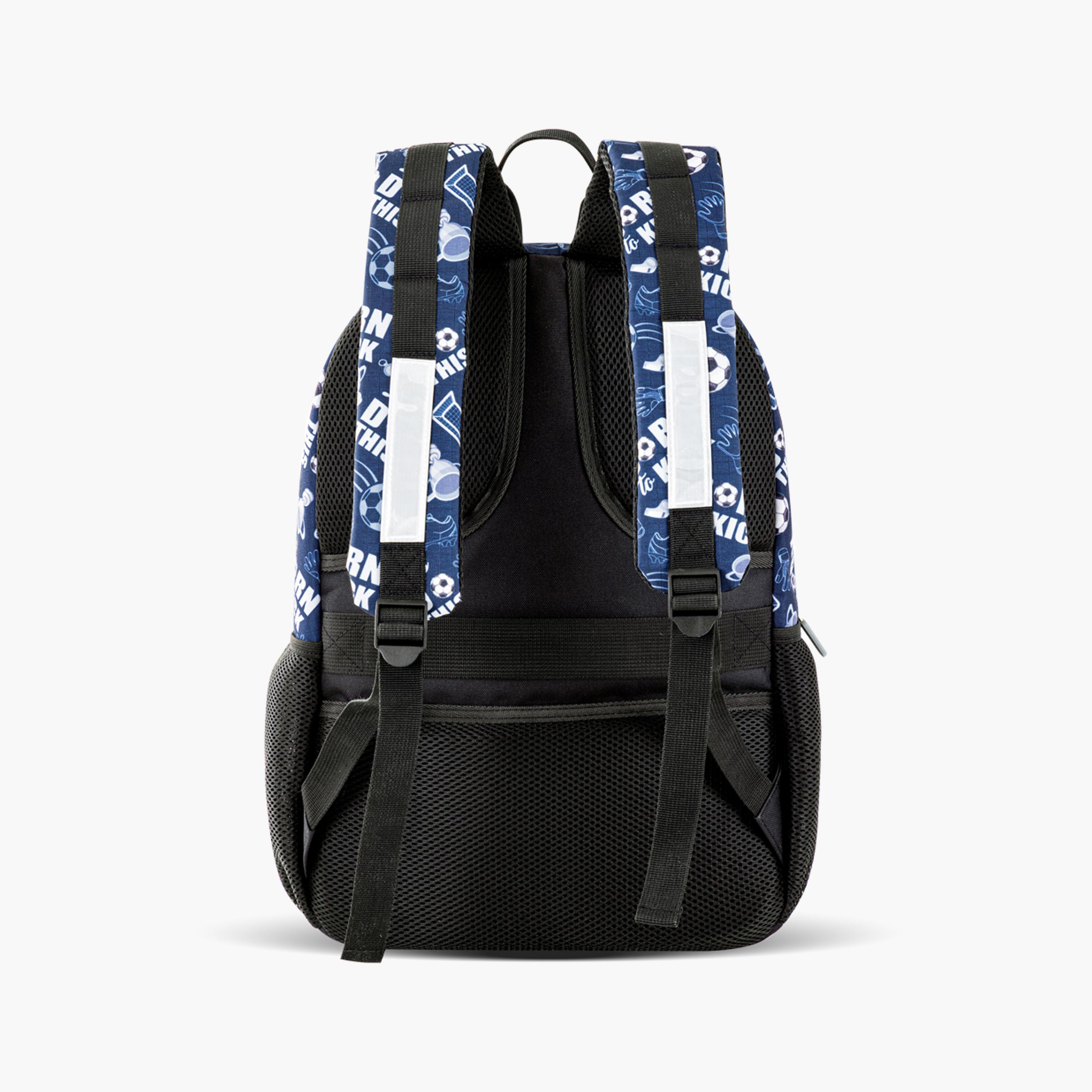 مجموعة حقيبة ظهر مدرسية 4 قطع من إيزي كيدز - 18 بوصة - كرة قدم - أزرق-school-bagsandbackpacks-sets-image-5
