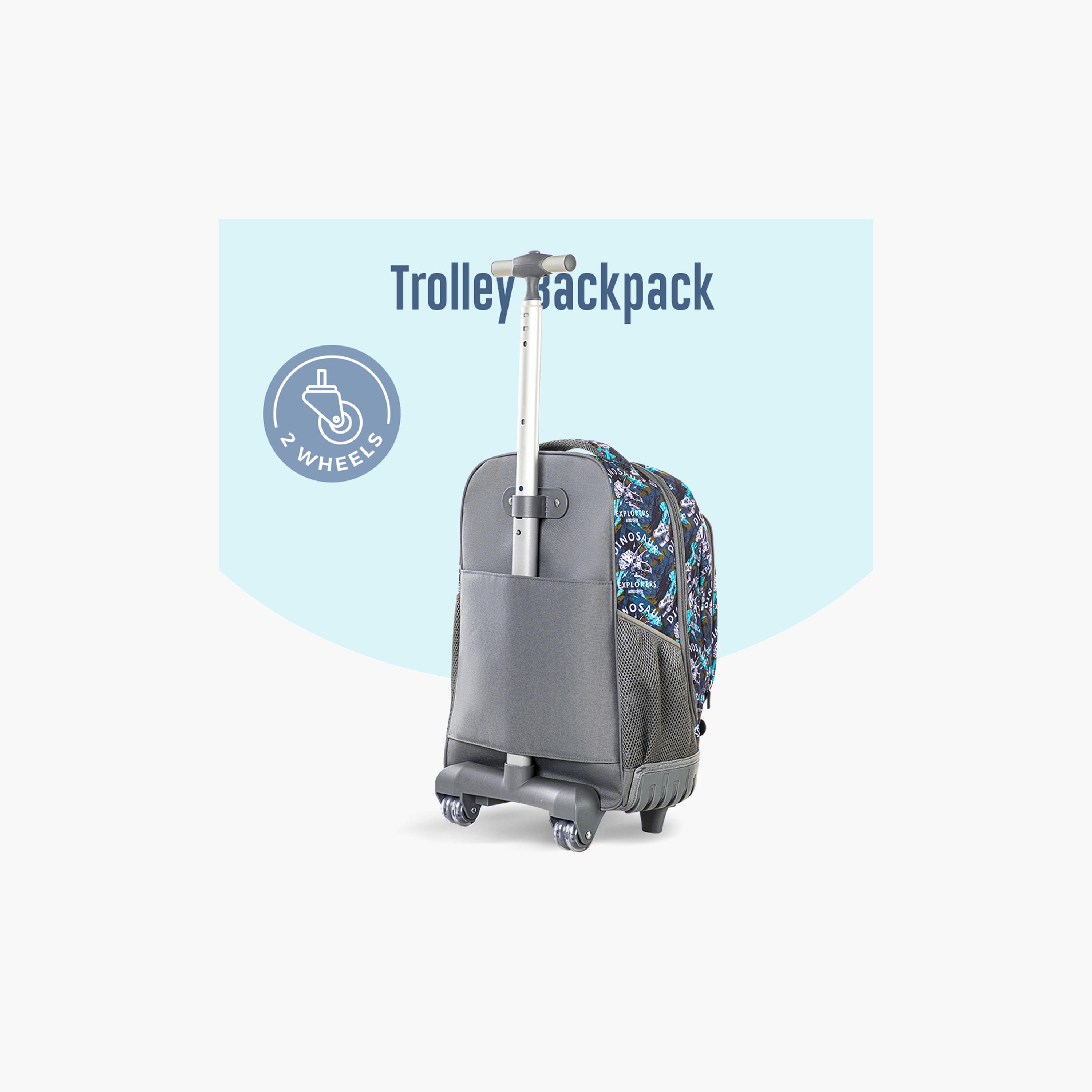 Eazy Kids 4-Piece Trolley School Backpack Set - 18 Inch - T Rex - Blue-school-bagsandbackpacks-trolleybags-image-7