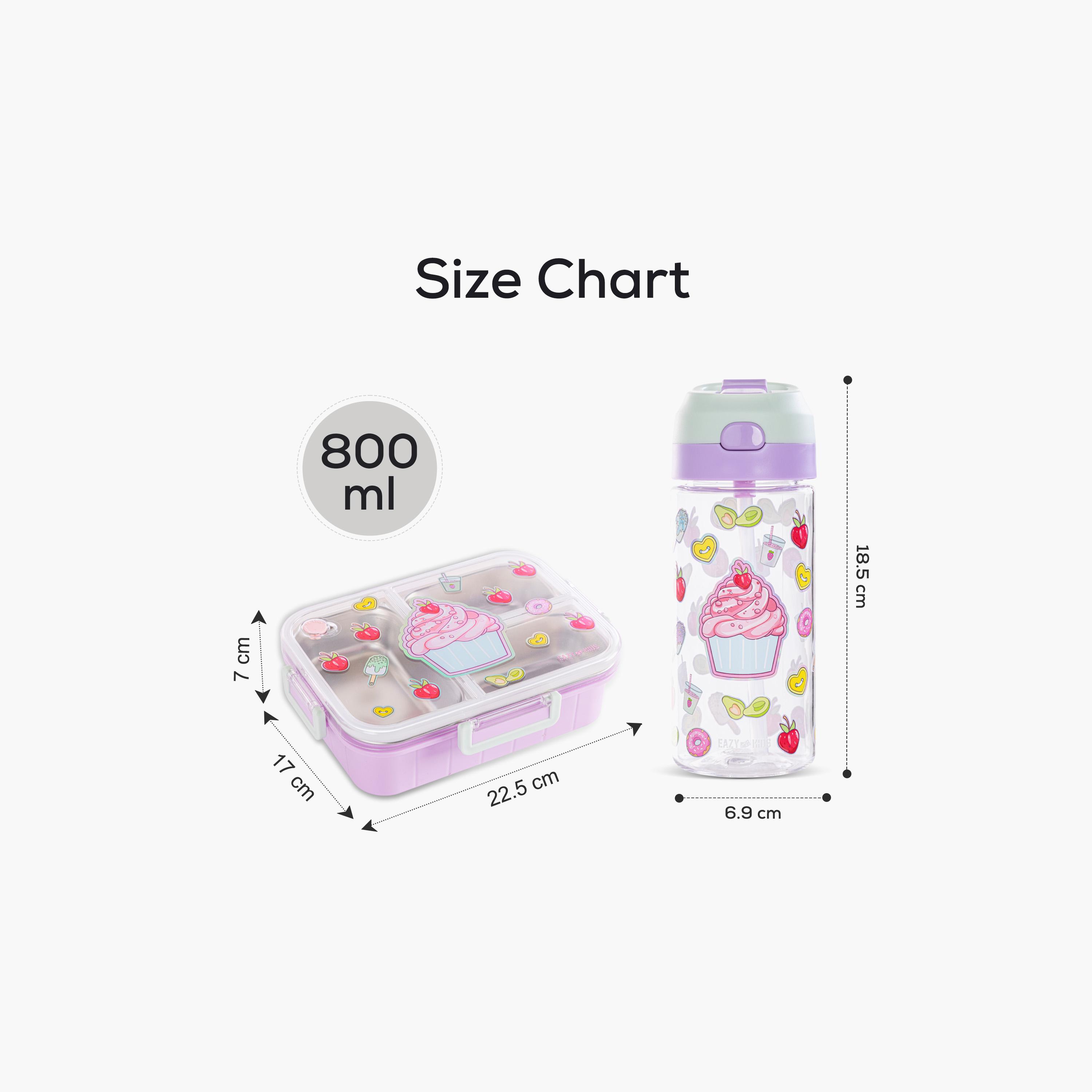 Eazy Kids 3-Compartment Bento Lunch Box with Water Bottle - 800 ml - Cup Cake - Purple-school-lunchessentials-lunchboxes-image-9