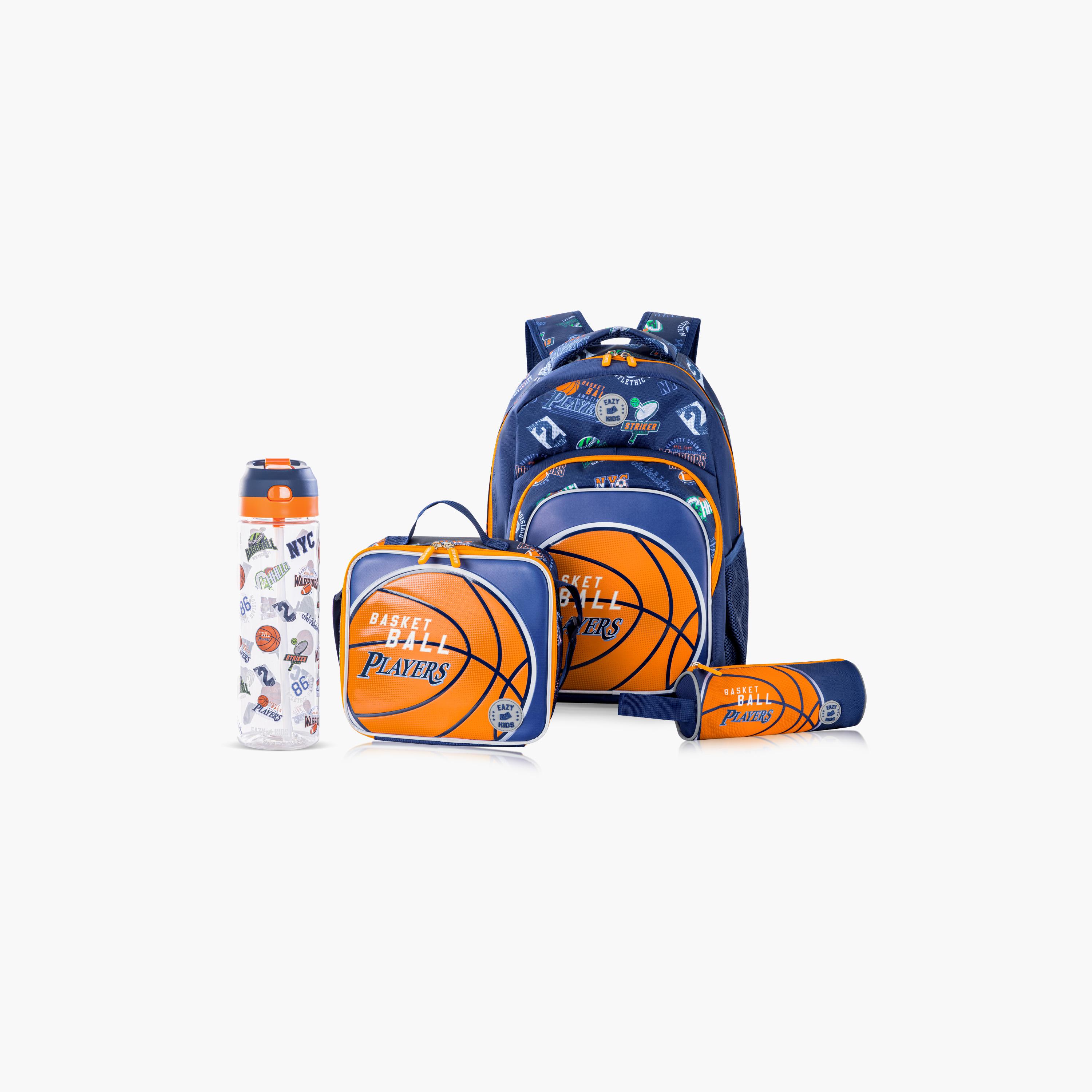 Eazy Kids 4-Piece Backpack Set - 18 Inch - Basket Ball - Blue-school-bagsandbackpacks-sets-image-1