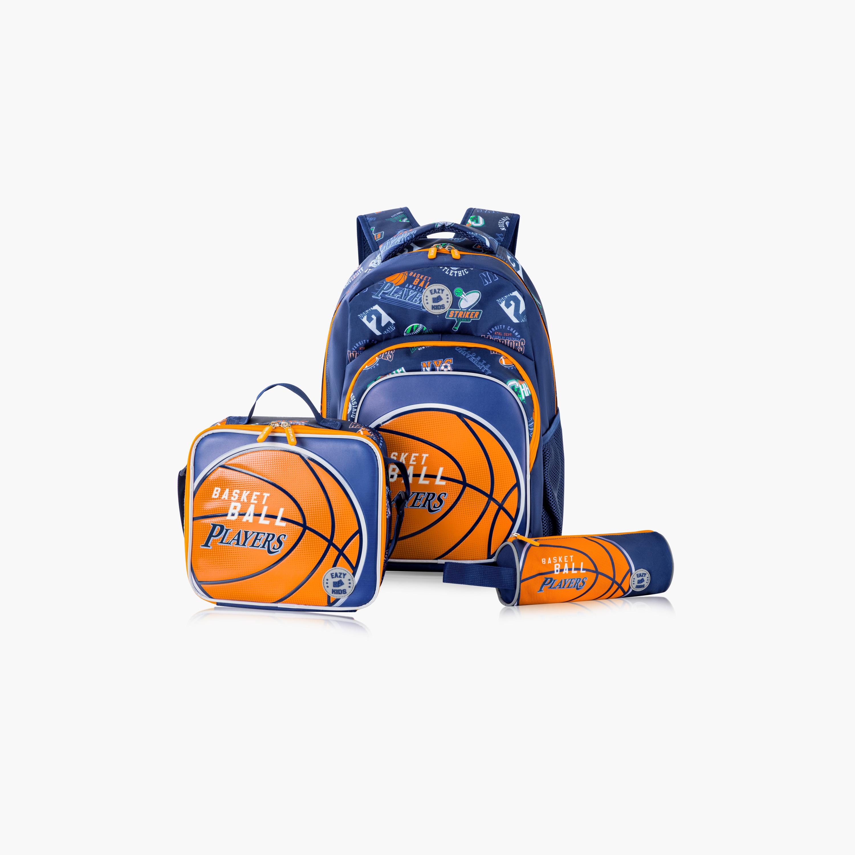 Eazy Kids 4-Piece Backpack Set - 18 Inch - Basket Ball - Blue-school-bagsandbackpacks-sets-image-2