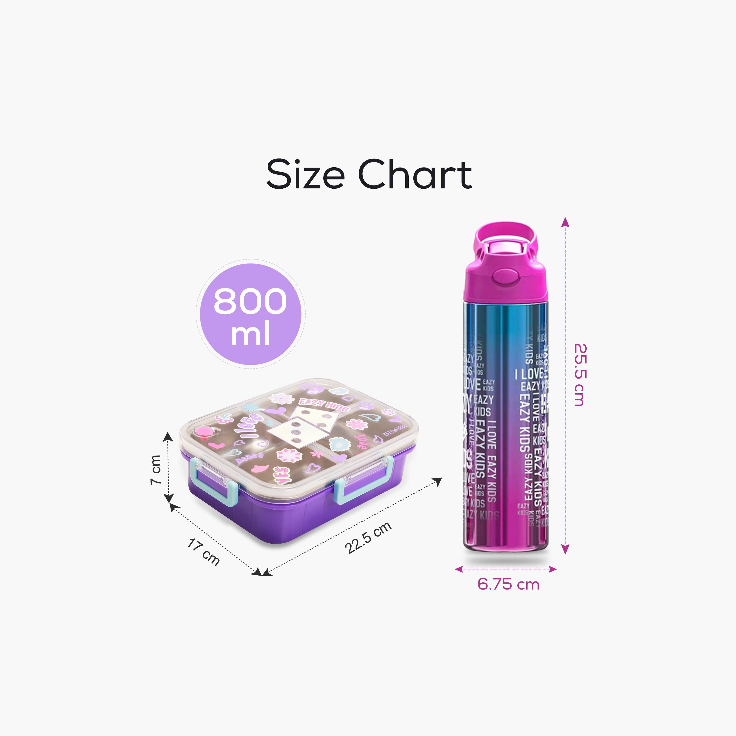 Eazy Kids 3-Compartment Bento Lunch Box with Water Bottle - 800 ml - Floral - Purple-school-lunchessentials-lunchboxes-image-8