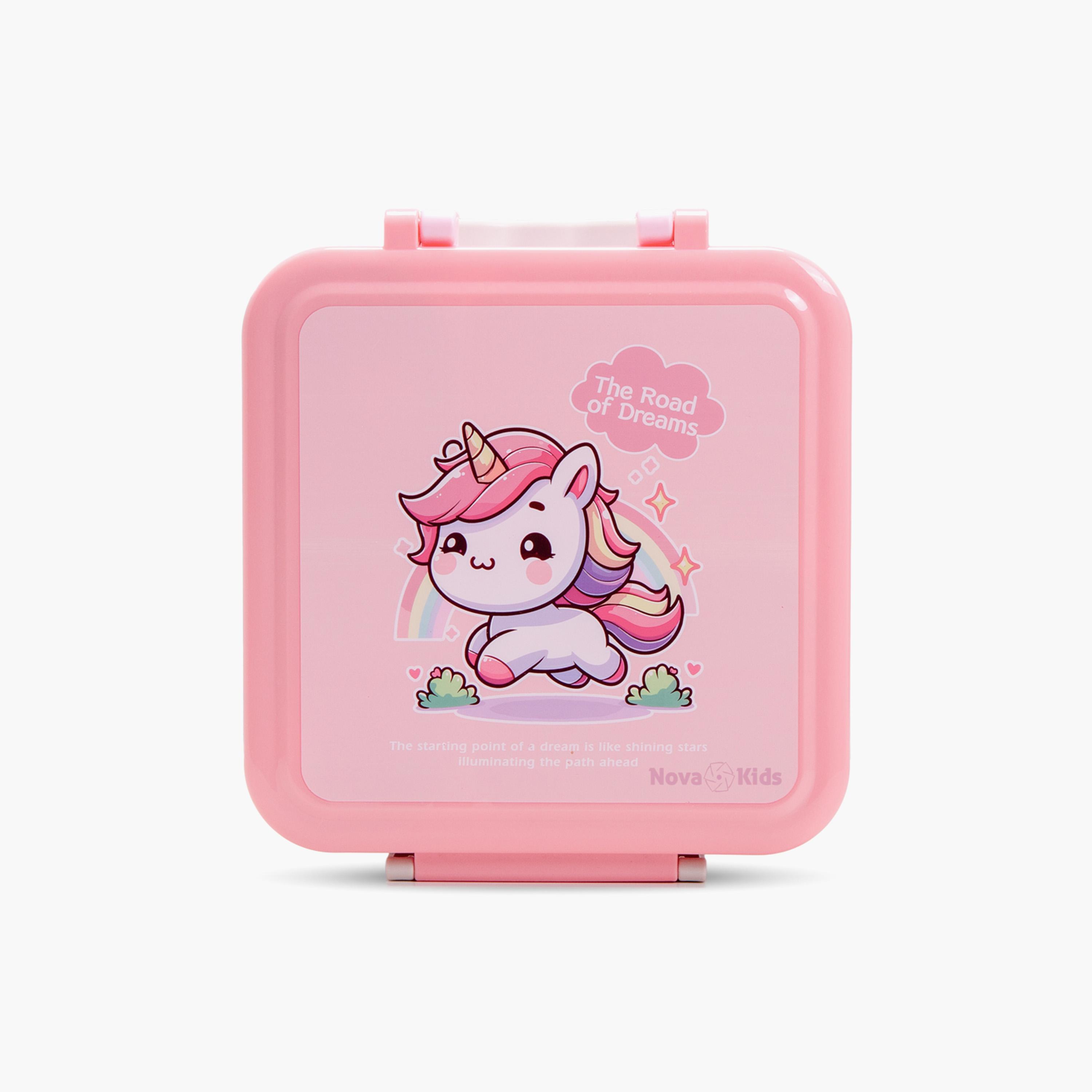 Nova Kids 3-Compartment Bento Lunch Box Set with Water Bottle - Unicorn - Pink-school-lunchessentials-sets-image-2