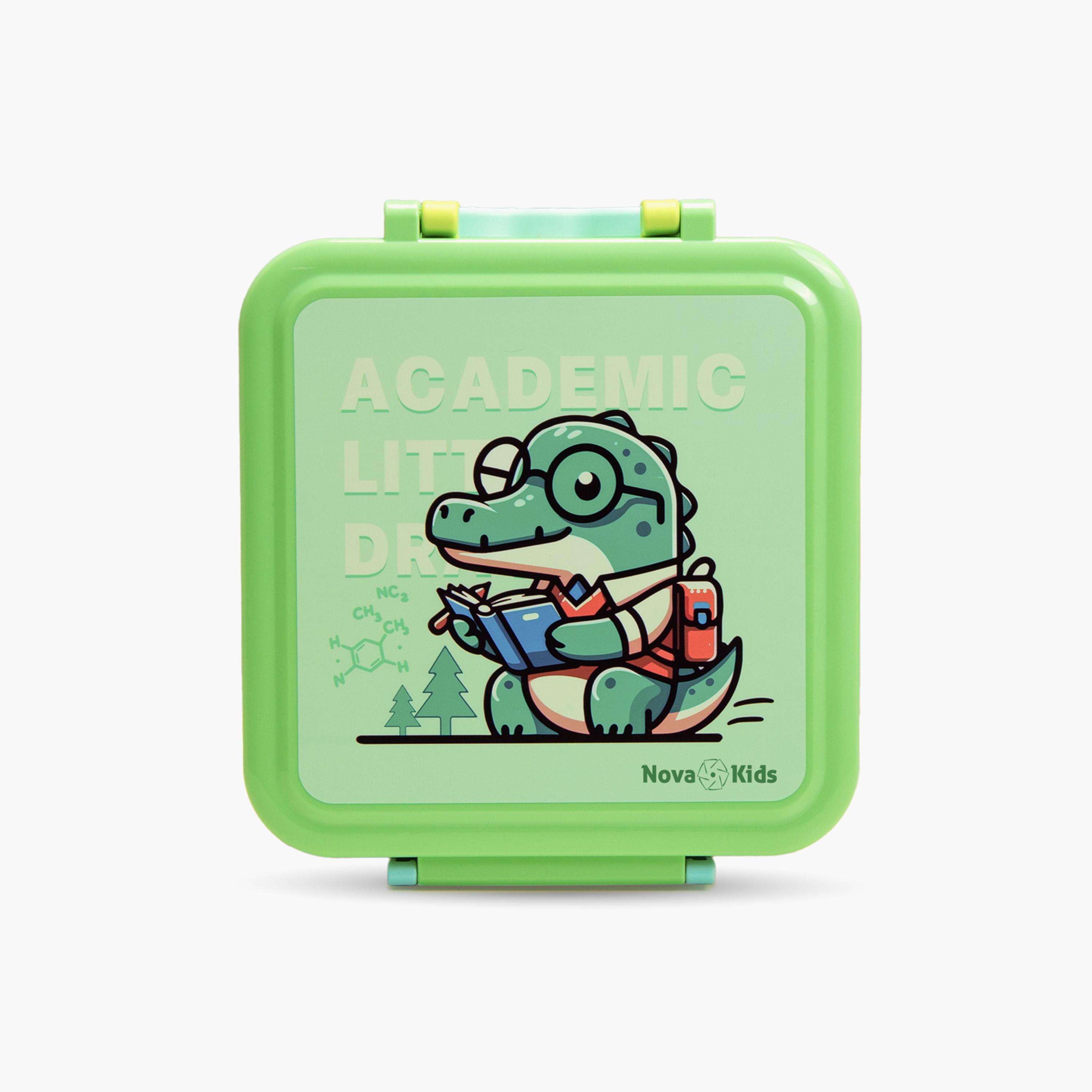 Nova Kids 3-Compartment Bento Lunch Box Set with Water Bottle - Dino - Green-school-lunchessentials-sets-image-2
