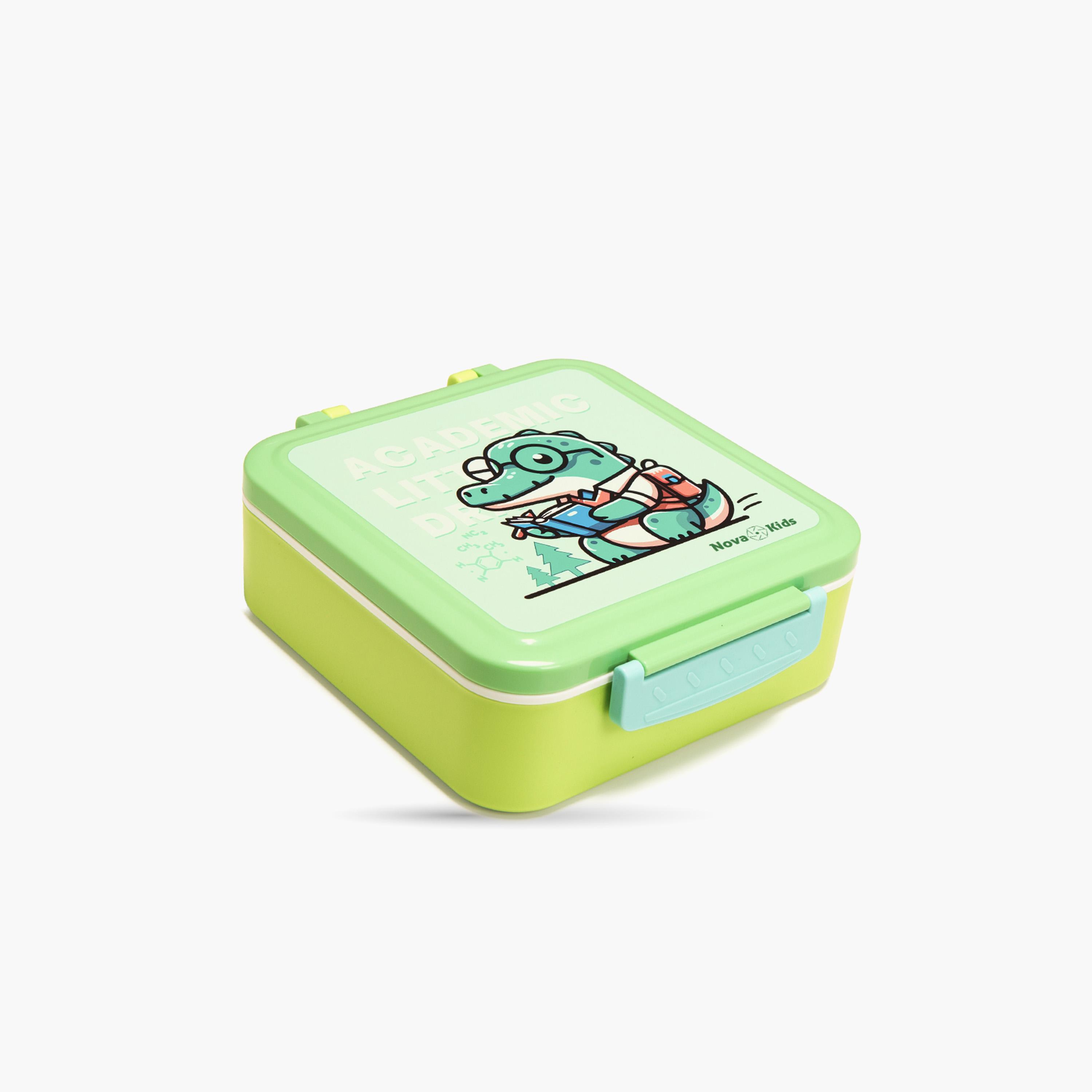 Nova Kids 3-Compartment Bento Lunch Box Set with Water Bottle - Dino - Green-school-lunchessentials-sets-image-6