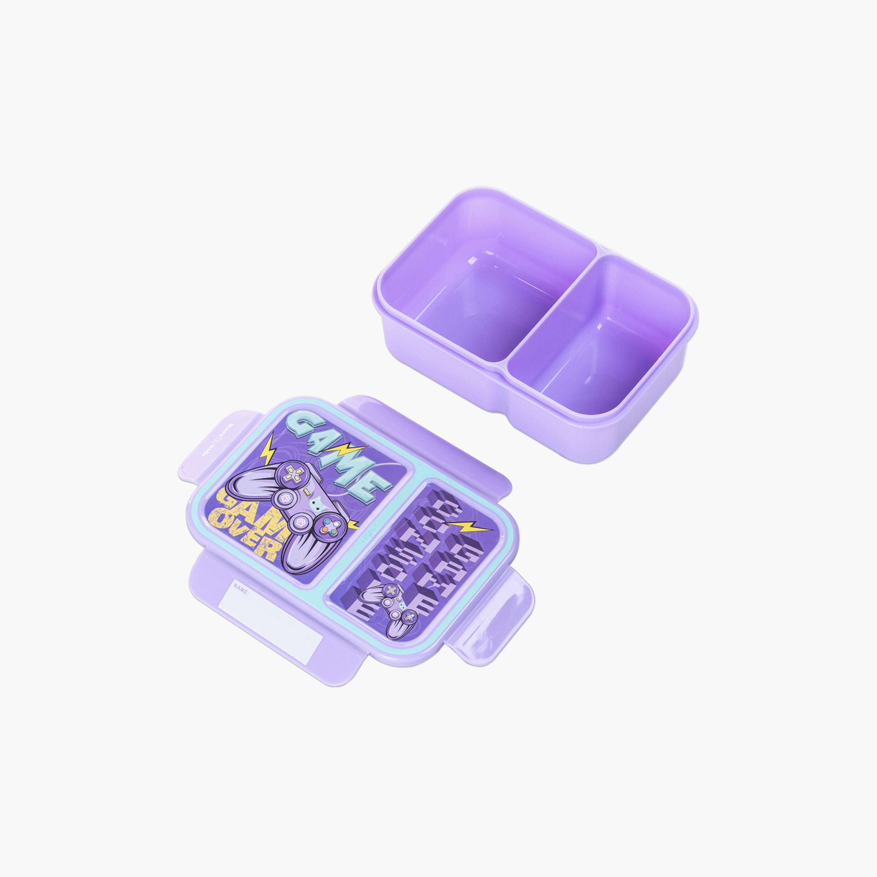 صندوق غداء بينتو بقسمين مع زجاجة مياه من نوفا كيدز - جيمر - بنفسجي-school-lunchessentials-sets-image-4