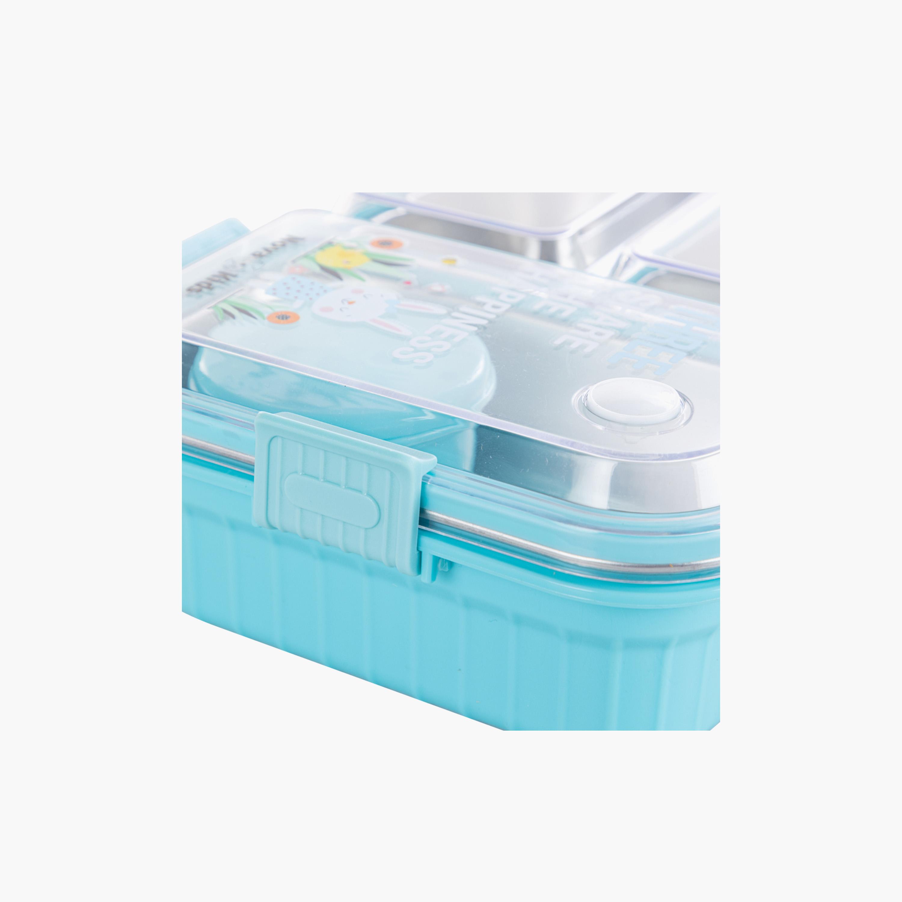 مجموعة صندوق غداء بينتو بثلاث أقسام مع زجاجة ماء من نوفا كيدز - أزرق-school-lunchessentials-sets-image-6